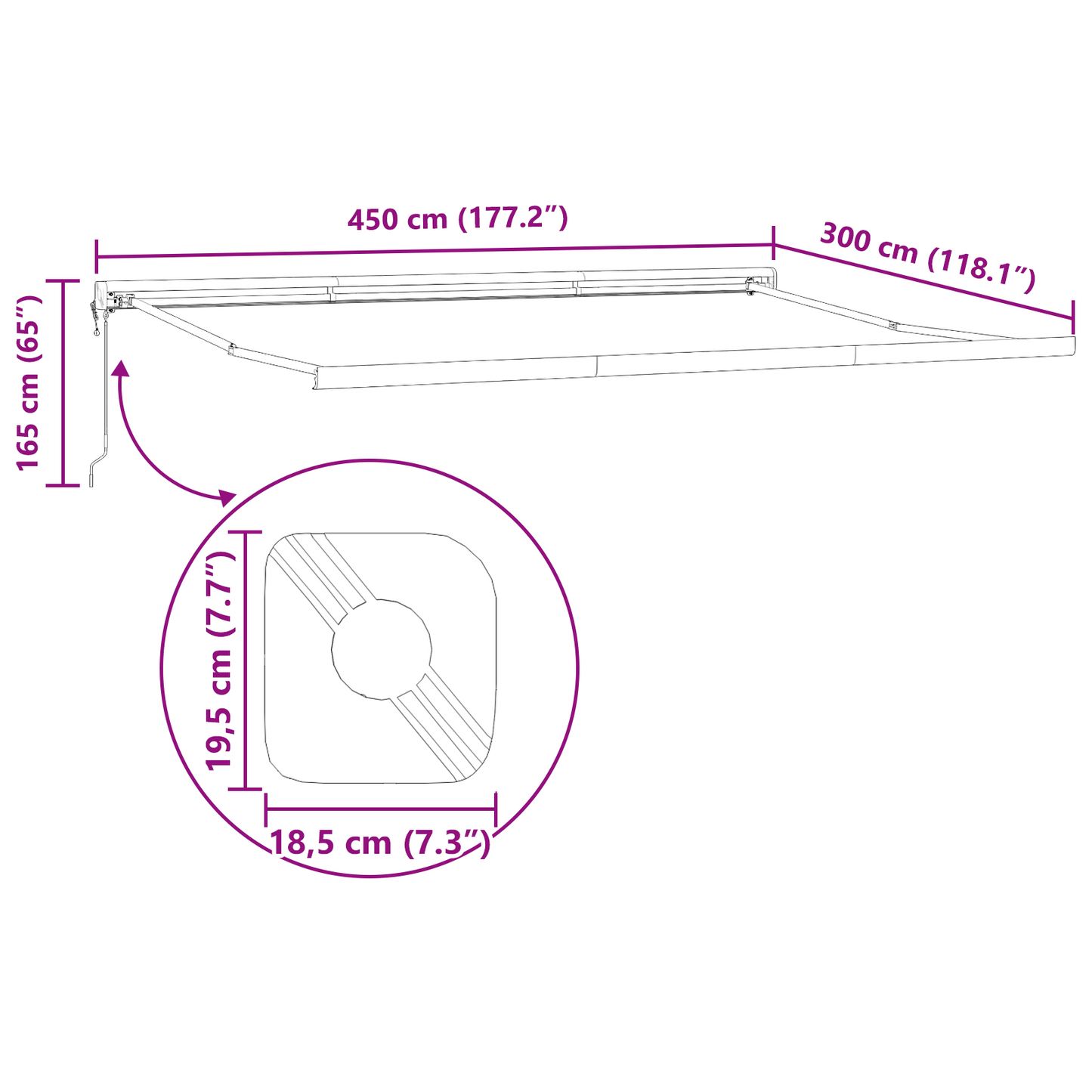 Automatiske Udtækkelige Markise Antracit 450x300 Cm - billede 12
