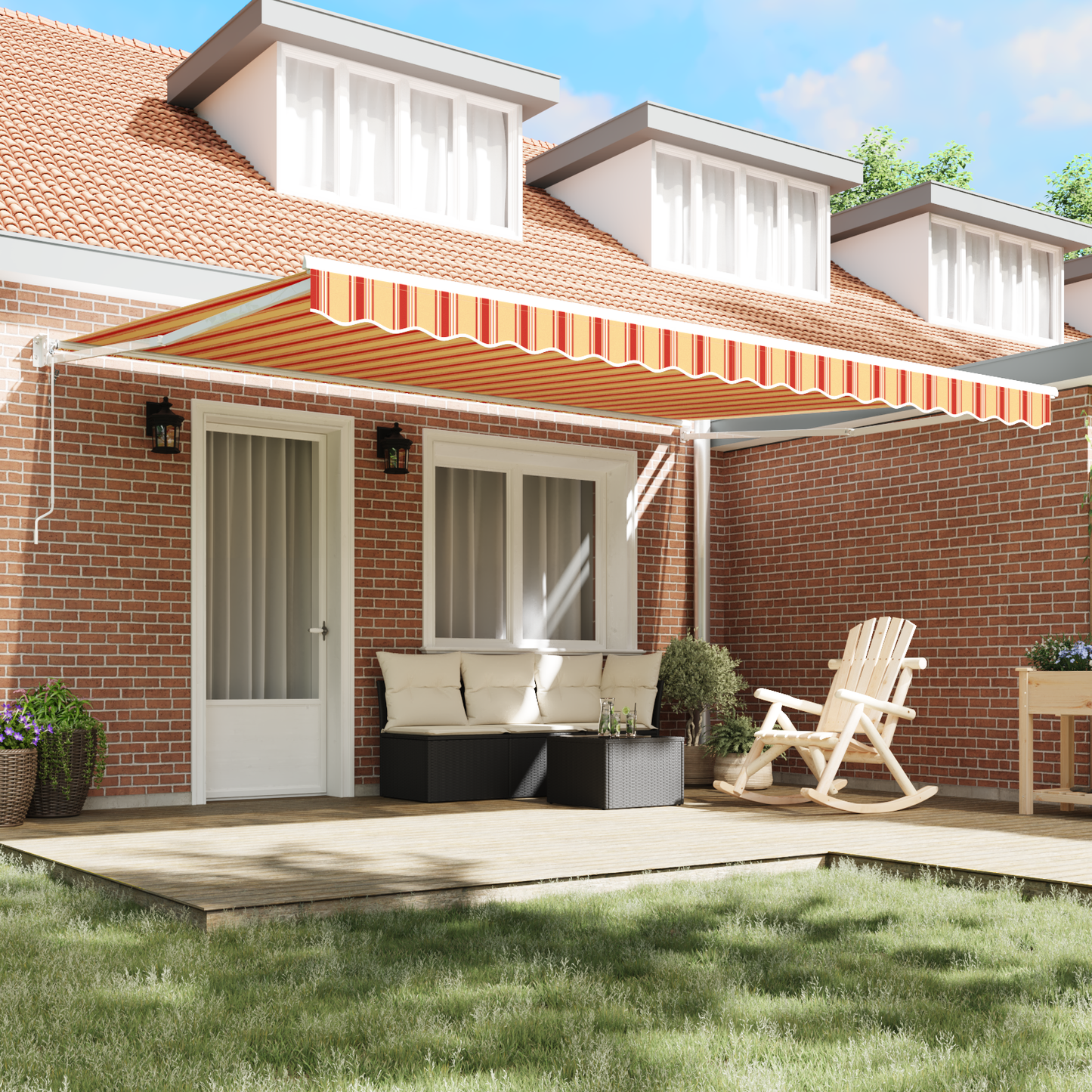 Automatisk Sammenrullelig Markise Gul og Orange 450x300 Cm - billede 3