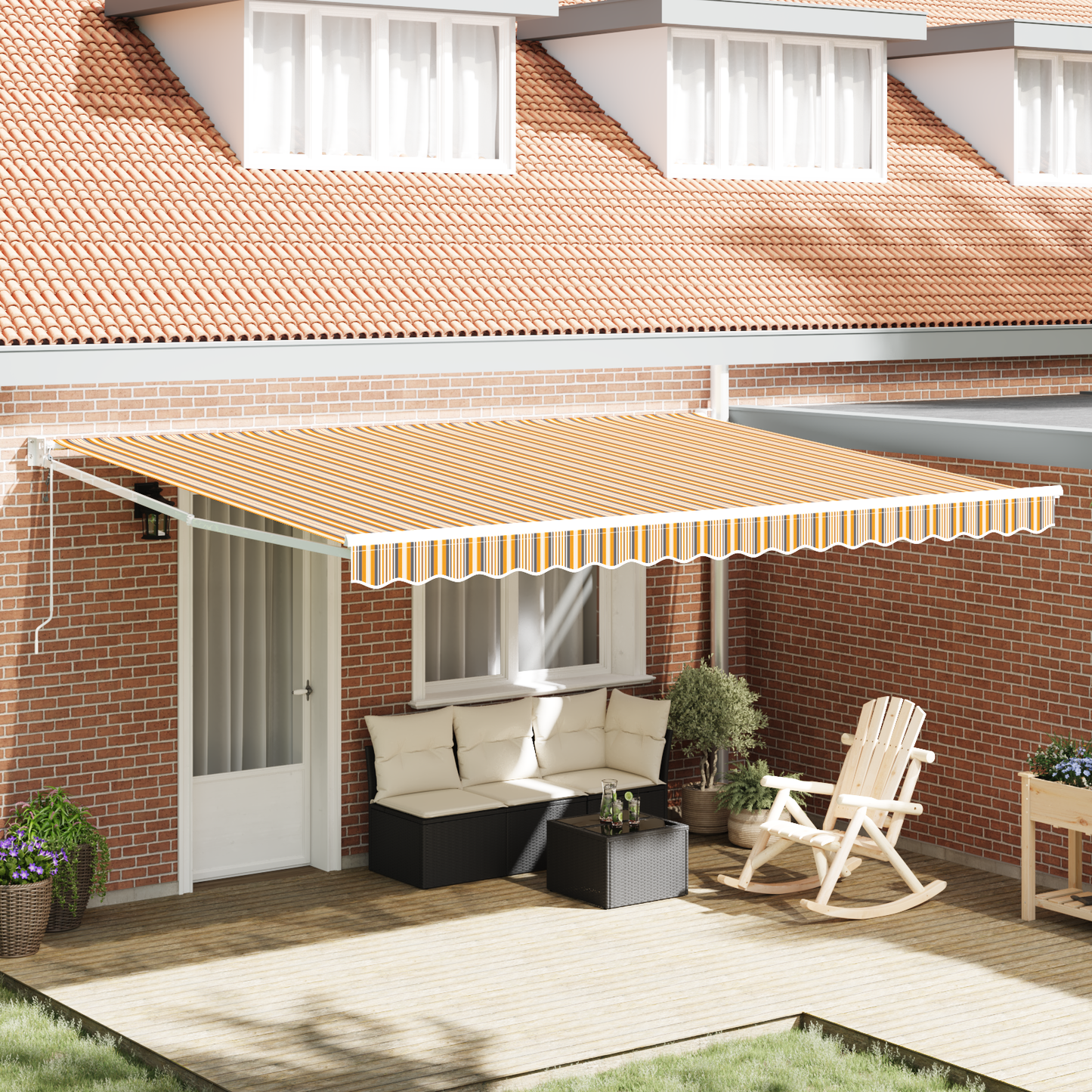 Automatisk Udtækkelig Markise Multifarvet Stripe 450x300 Cm - hovedbillede