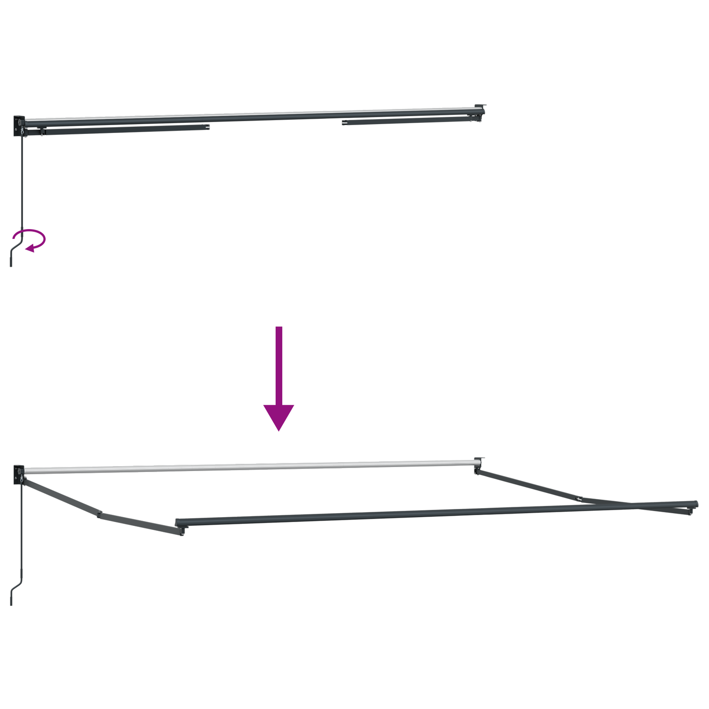 Manuel Udtækkelig Markise Lys Grå 450x300 Cm&&markise Erstatningsstof til 4,5x3 M Ramme Lys Grå - billede 9