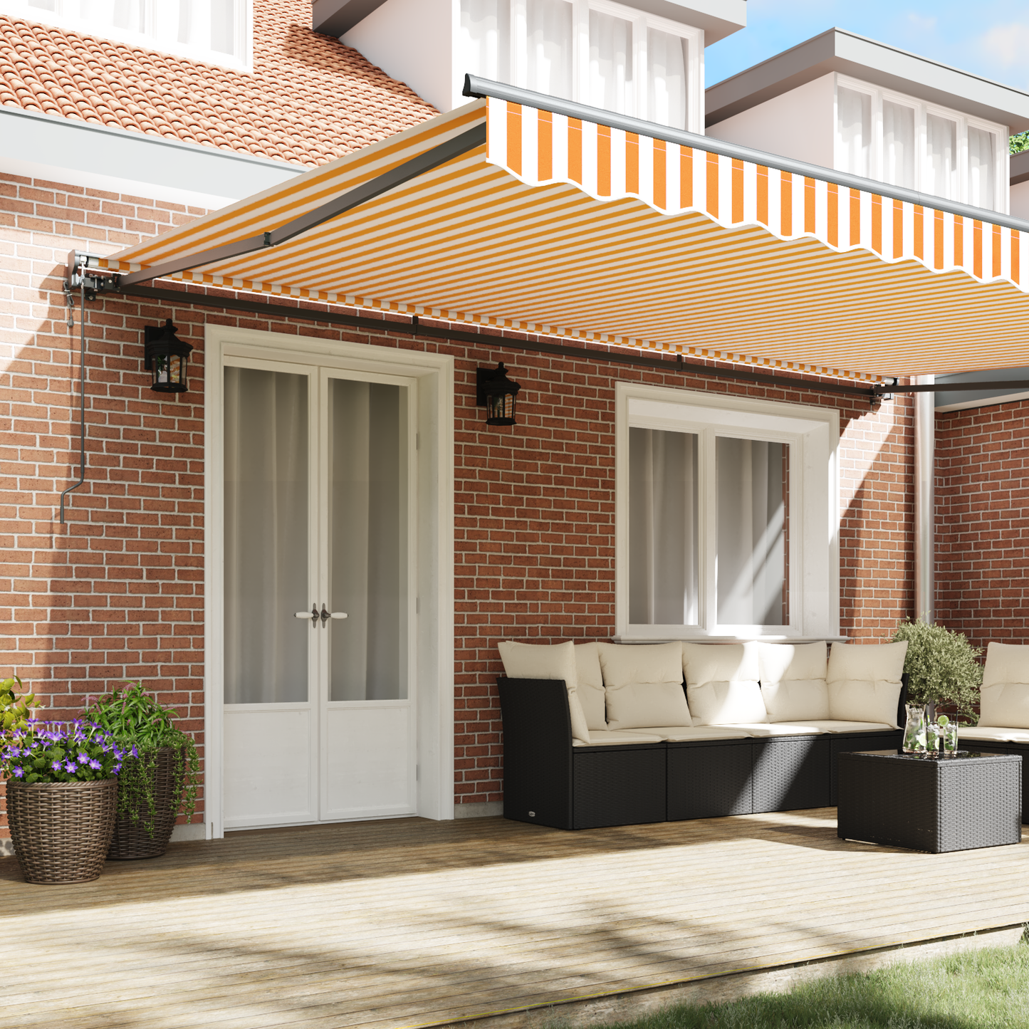 Utrækkelig Markise Orange og Hvid 500x300 Cm - billede 3
