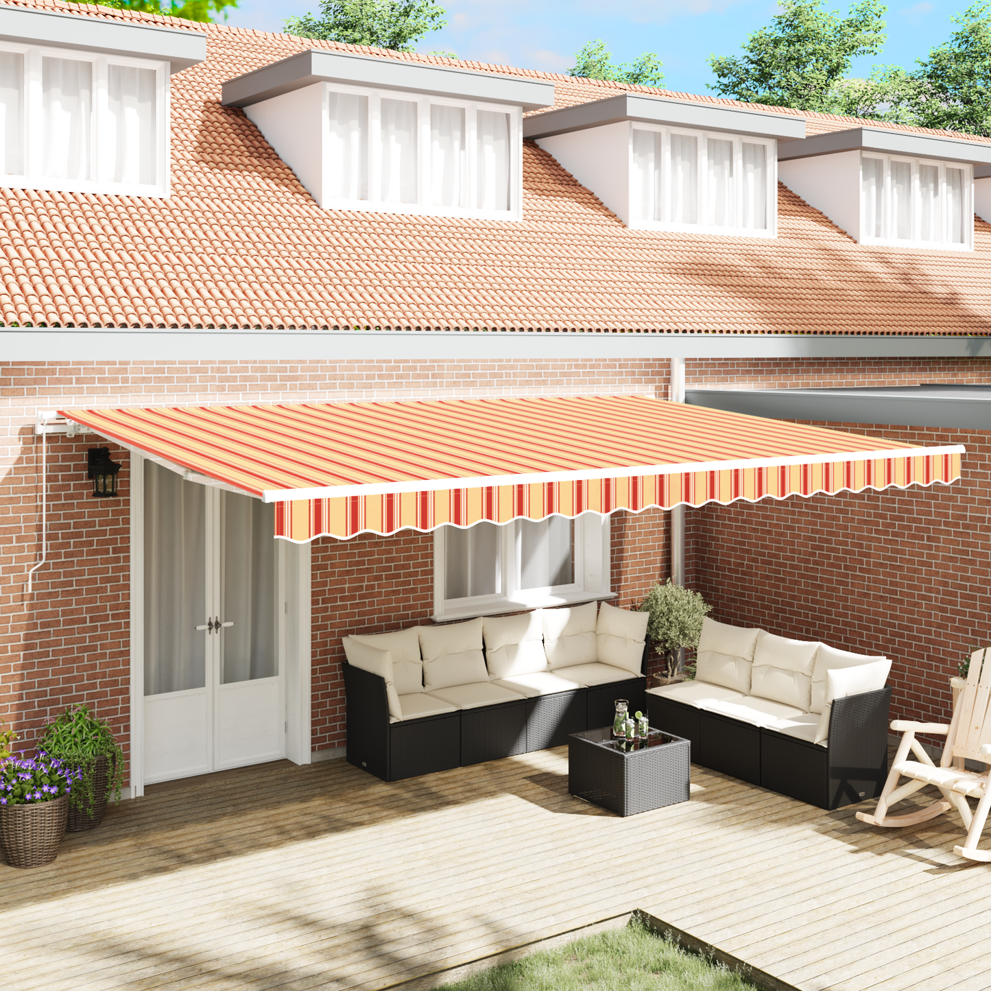 Manuel Udtækkelig Markise Gul og Orange 500x300 Cm - hovedbillede