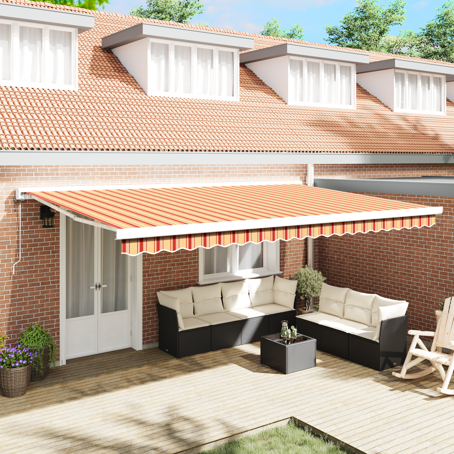 Automatisk Utrækkelig Markise Gul og Orange 500x300 Cm - hovedbillede
