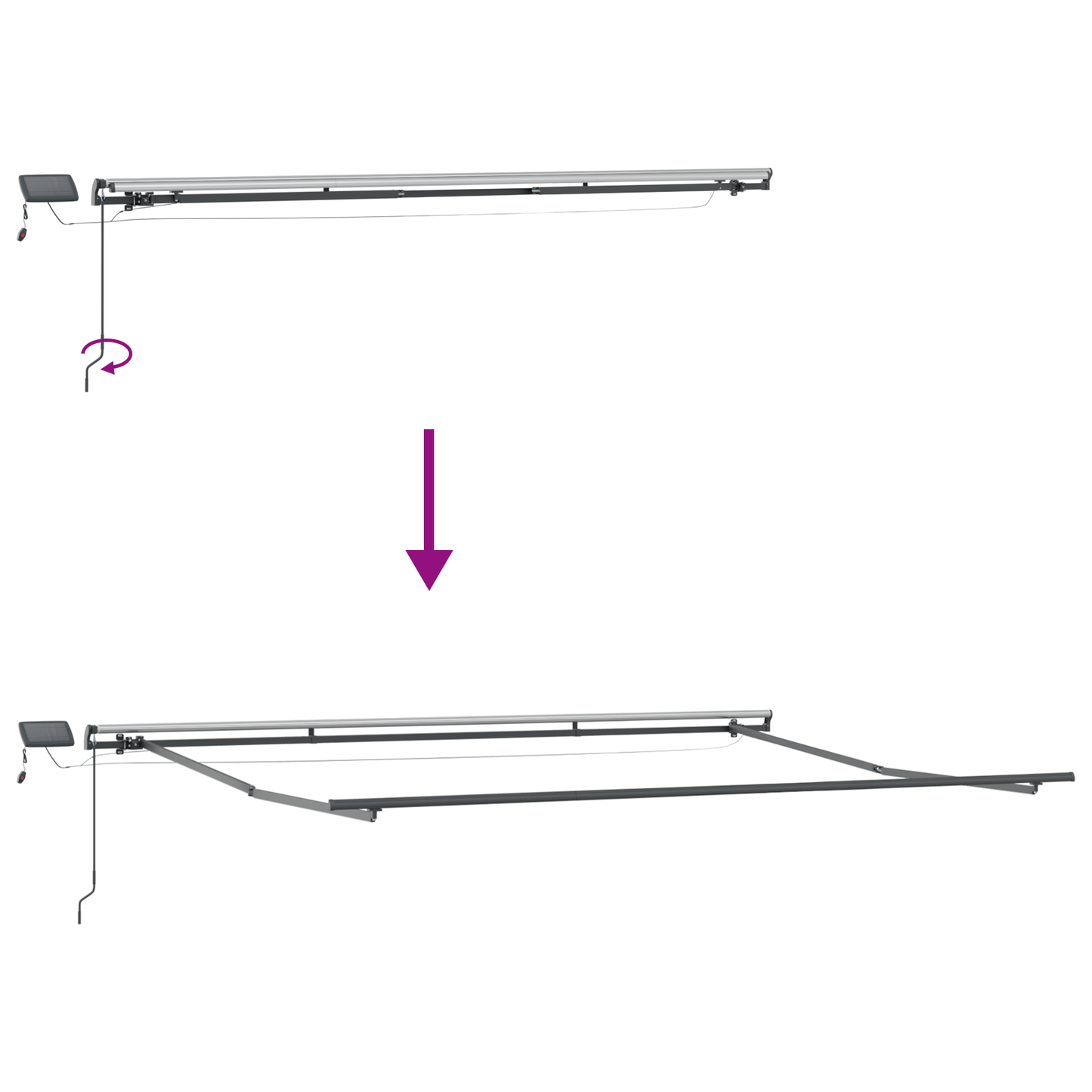 Manuel Utrækkelig Markise med Led Multifarvet Stribe 500x300 Cm - billede 10