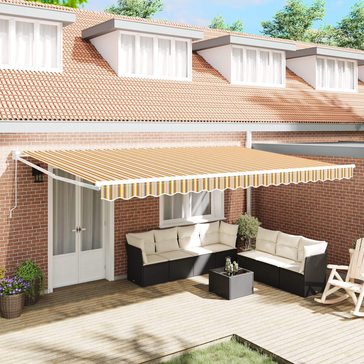 Utrækkelig Markise Flerfarvet 500x300 Cm Stof - hovedbillede