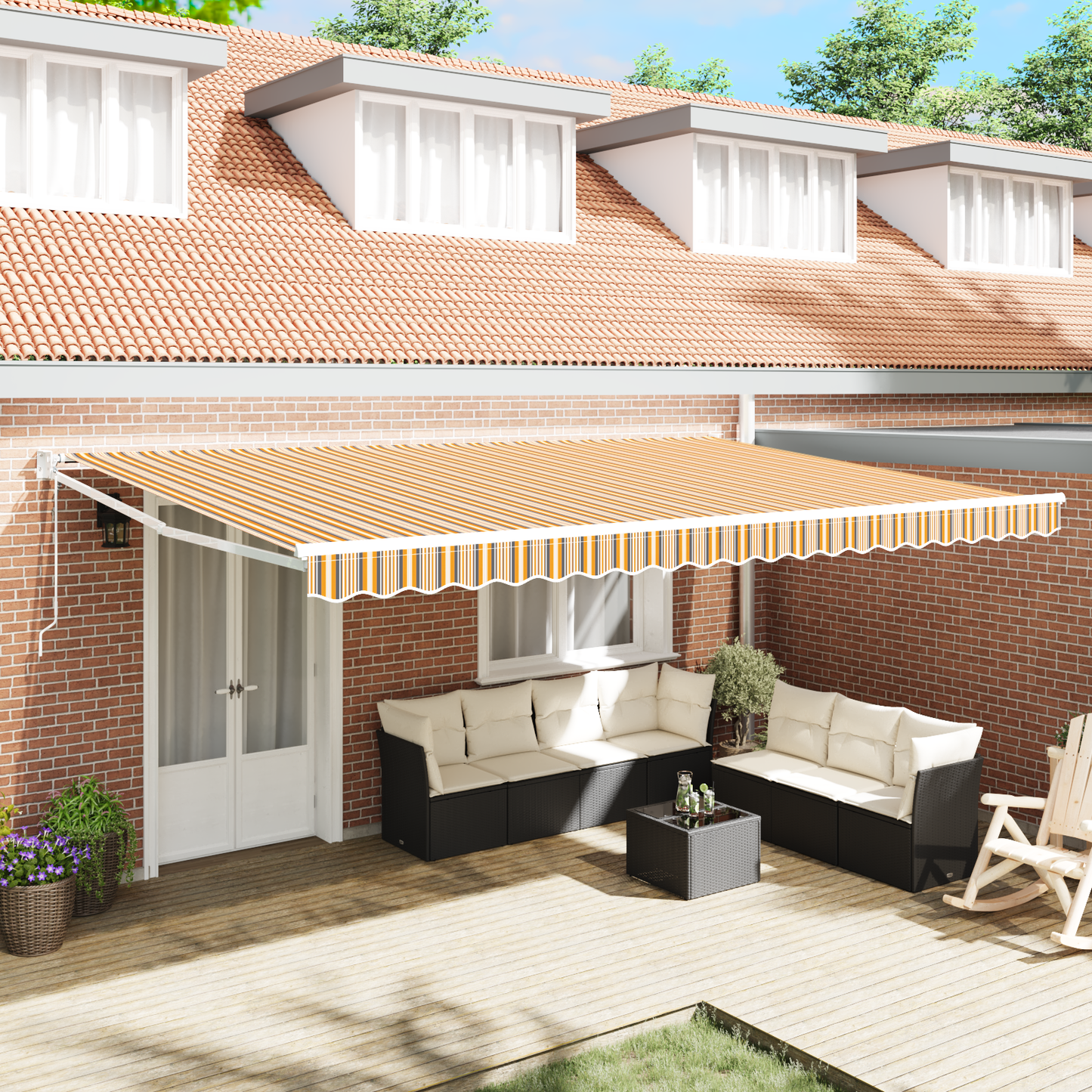 Utrækkelig Markise Flerfarvet 500x300 Cm Stof - hovedbillede