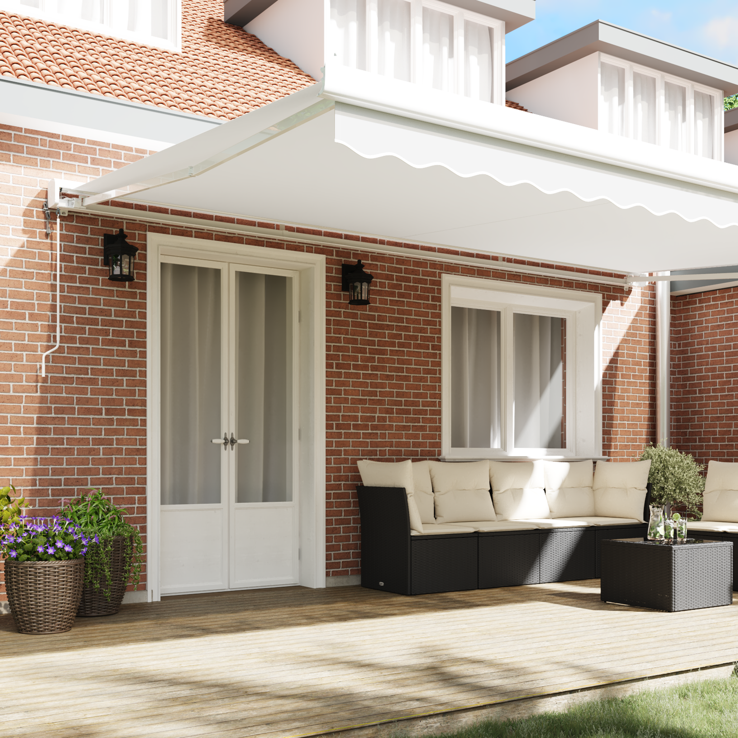 Justerbar Markise – Hvid, 500x300 Cm - billede 3