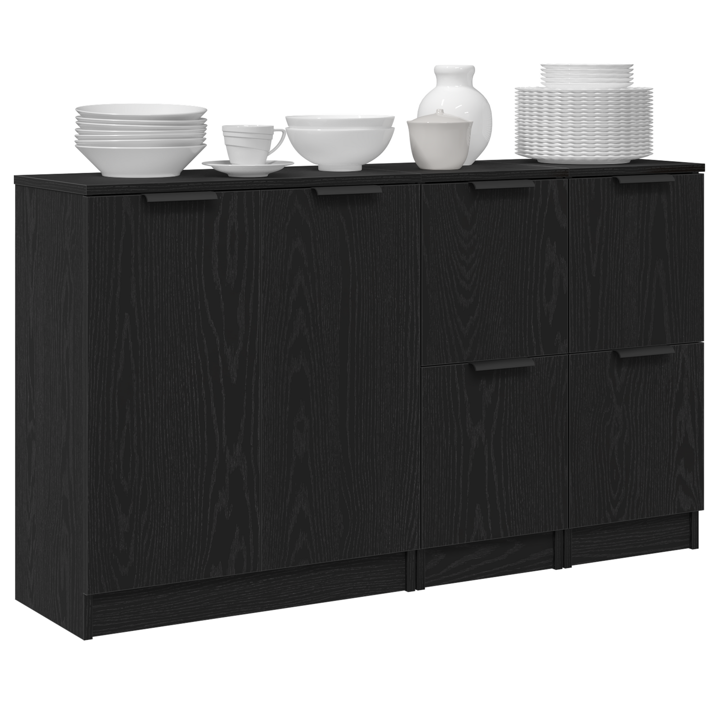Skænk Sort Eg 180 X 30 X 70 Cm Konstrueret Træ