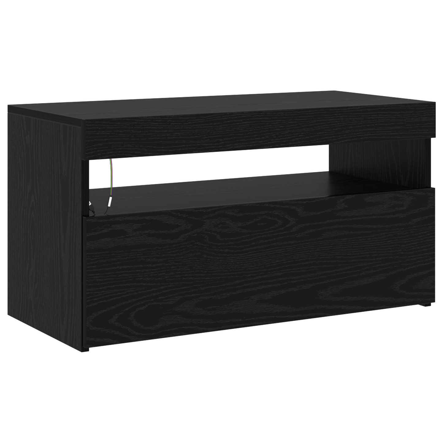 Tv Skabe 2 Stk med Led Lys Sort Eg Konstrueret Træ&&tv Stand med Led Lys - Sort Eg - 75x35x40 Cm - Lavet af Konstrueret Træ - billede 6