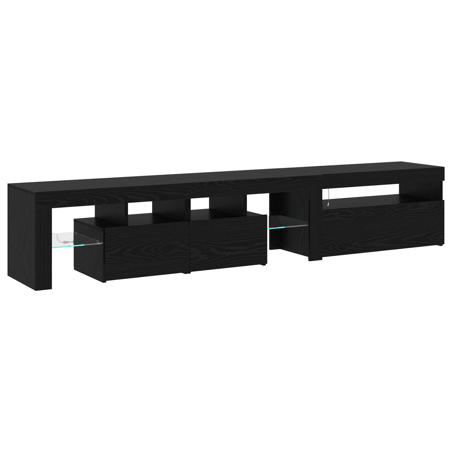 Tv Skabe 2 Stk med Led Lys Sort Eg Konstrueret Træ&&tv Stand med Led Lys - Sort Eg - 75x35x40 Cm - Lavet af Konstrueret Træ - billede 8