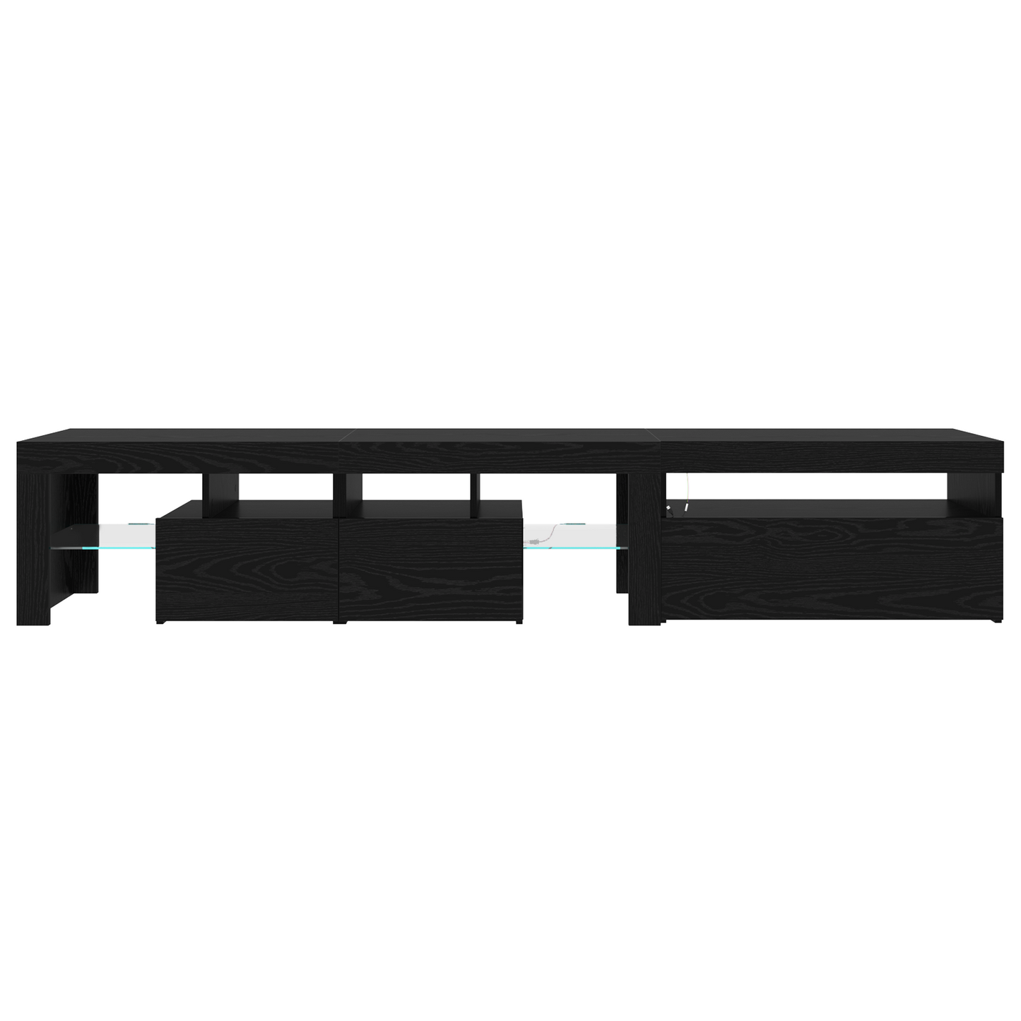 Tv Skabe 2 Stk med Led Lys Sort Eg Konstrueret Træ&&tv Stand med Led Lys - Sort Eg - 75x35x40 Cm - Lavet af Konstrueret Træ - billede 9