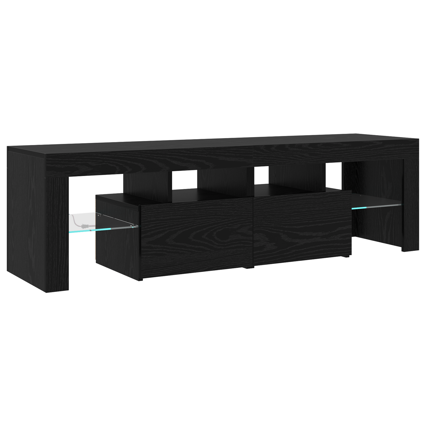 Tv Skabe 3 Stk med Led Lys Sort Eg Konstrueret Træ&&tv Skabe med Led Lys 2 Stk Sort Eg 75x35x40 Cm Konstrueret Træ - billede 7