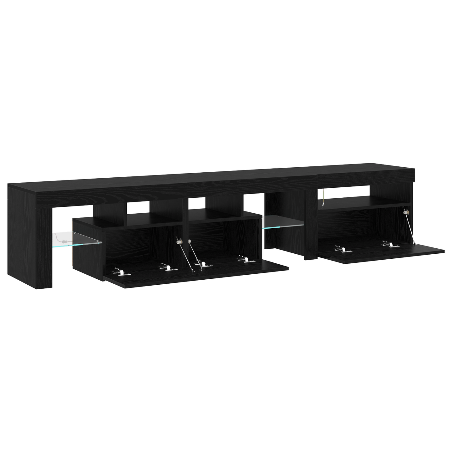 Tv Skabe 2 Stk med Led Lys Sort Egetræ Konstrueret Træ&&sort Egetræ Tv Stand med Led Lys, 60x35x40 Cm, Lavet af Konstrueret Træ - billede 5