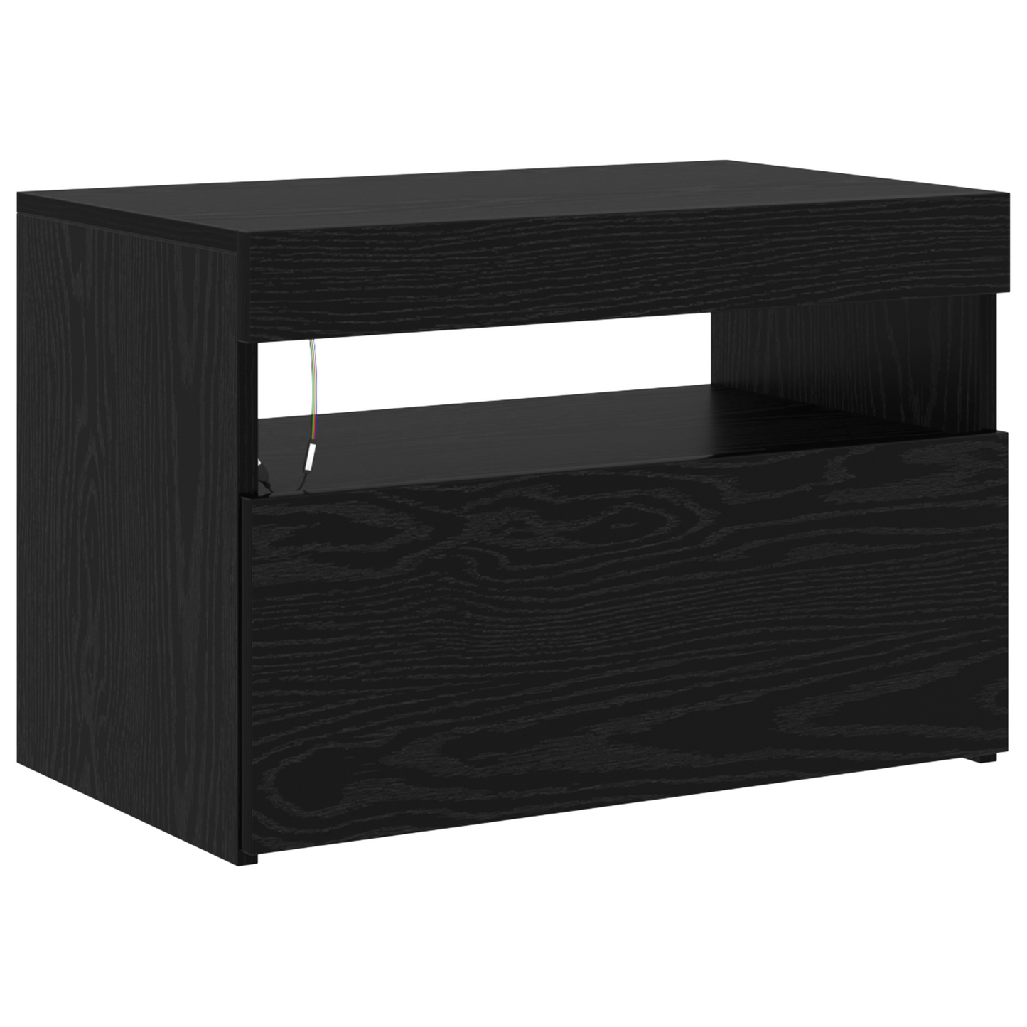Tv Skabe 2 Stk med Led Lys Sort Egetræ Konstrueret Træ&&sort Egetræ Tv Stand med Led Lys, 60x35x40 Cm, Lavet af Konstrueret Træ - billede 6
