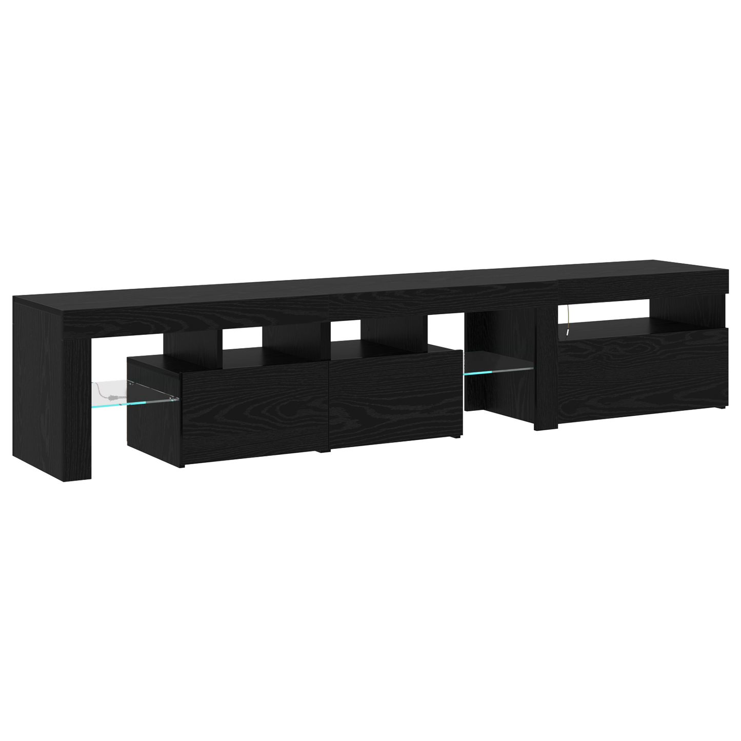 Tv Skabe 2 Stk med Led Lys Sort Egetræ Konstrueret Træ&&sort Egetræ Tv Stand med Led Lys, 60x35x40 Cm, Lavet af Konstrueret Træ - billede 8