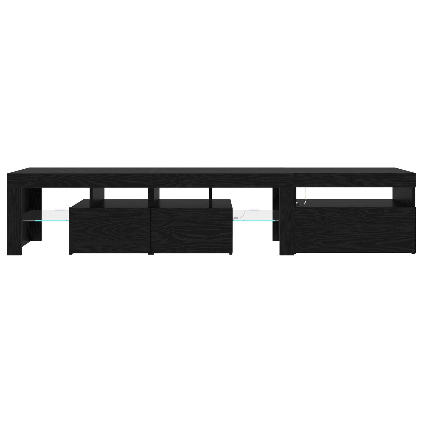 Tv Skabe 2 Stk med Led Lys Sort Egetræ Konstrueret Træ&&sort Egetræ Tv Stand med Led Lys, 60x35x40 Cm, Lavet af Konstrueret Træ - billede 9