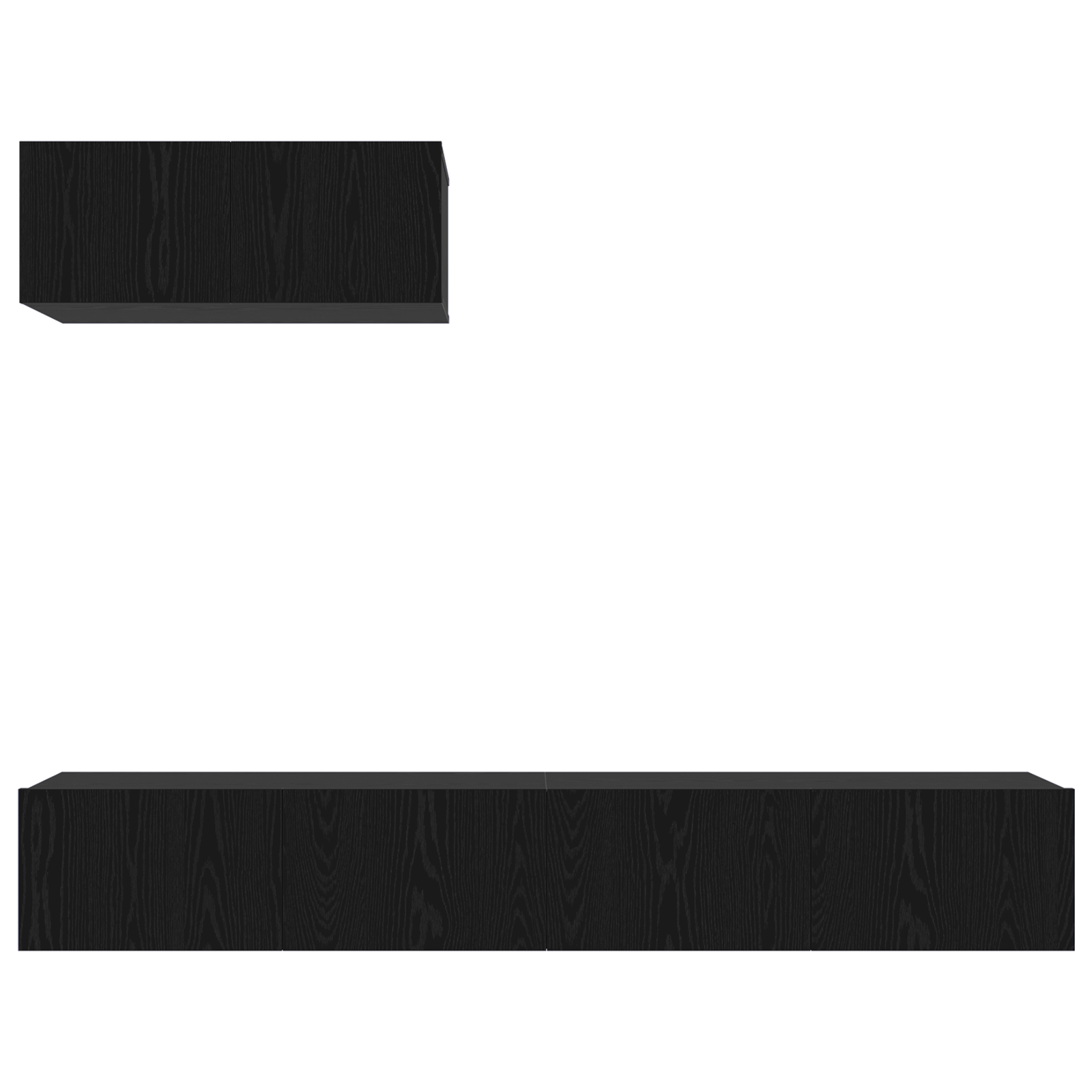 3 Dels Tv Skab Sæt Vægmonteret Sort Egetræ Konstrueret Træ - billede 8