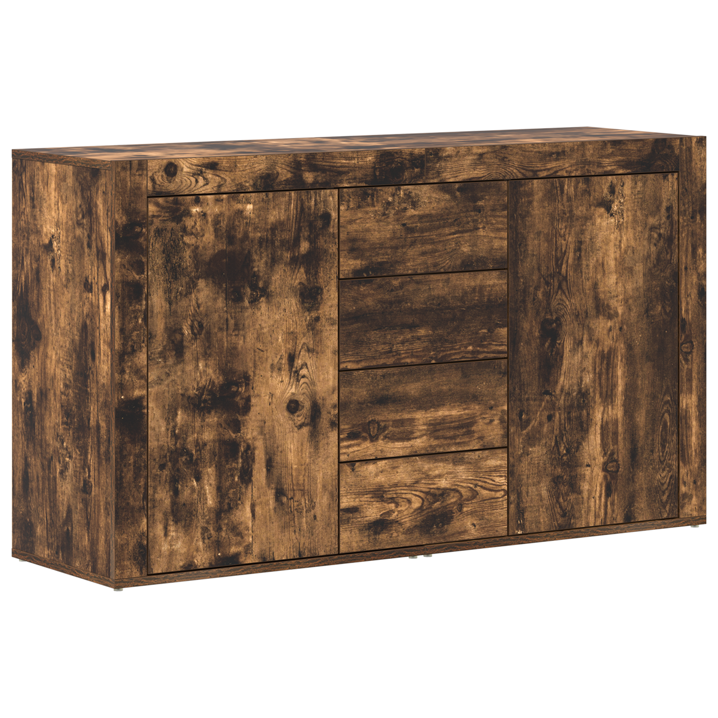 Sideboard Med Skuffe Røget Eg 120 X 36 X 69 Cm Konstrueret Træ