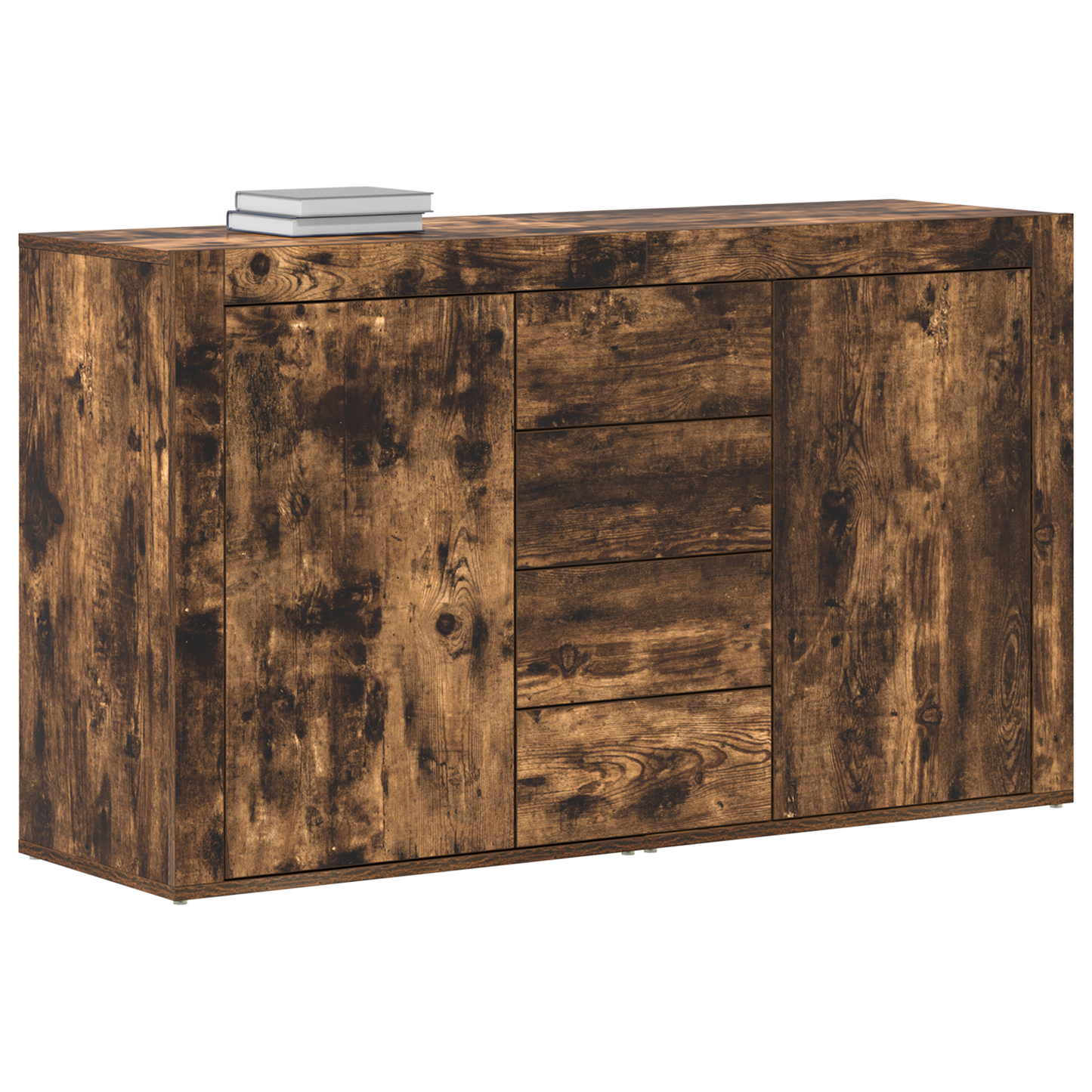 Sideboard Med Skuffe Røget Eg 120 X 36 X 69 Cm Konstrueret Træ
