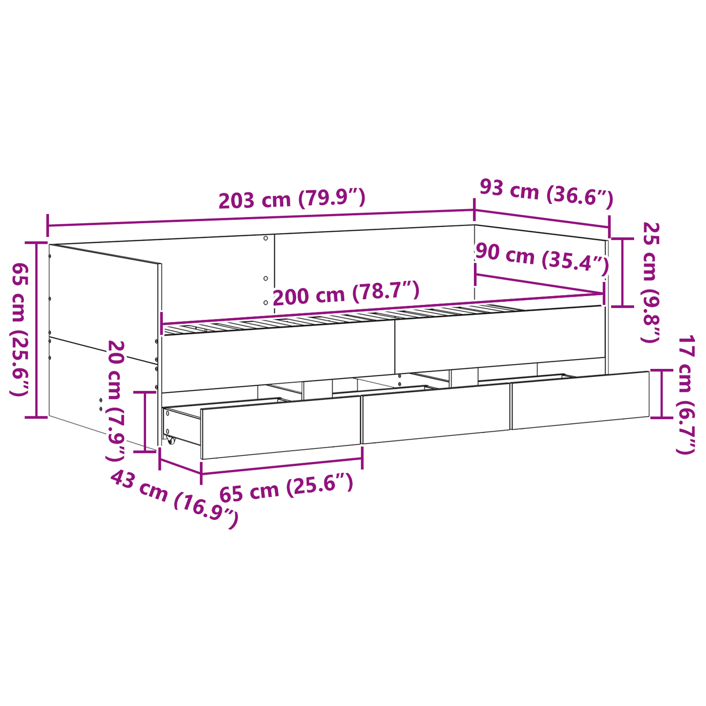 Sengebord Sort Eg Konstrueret Træ 90 X 200 Cm Holdbart - billede 13