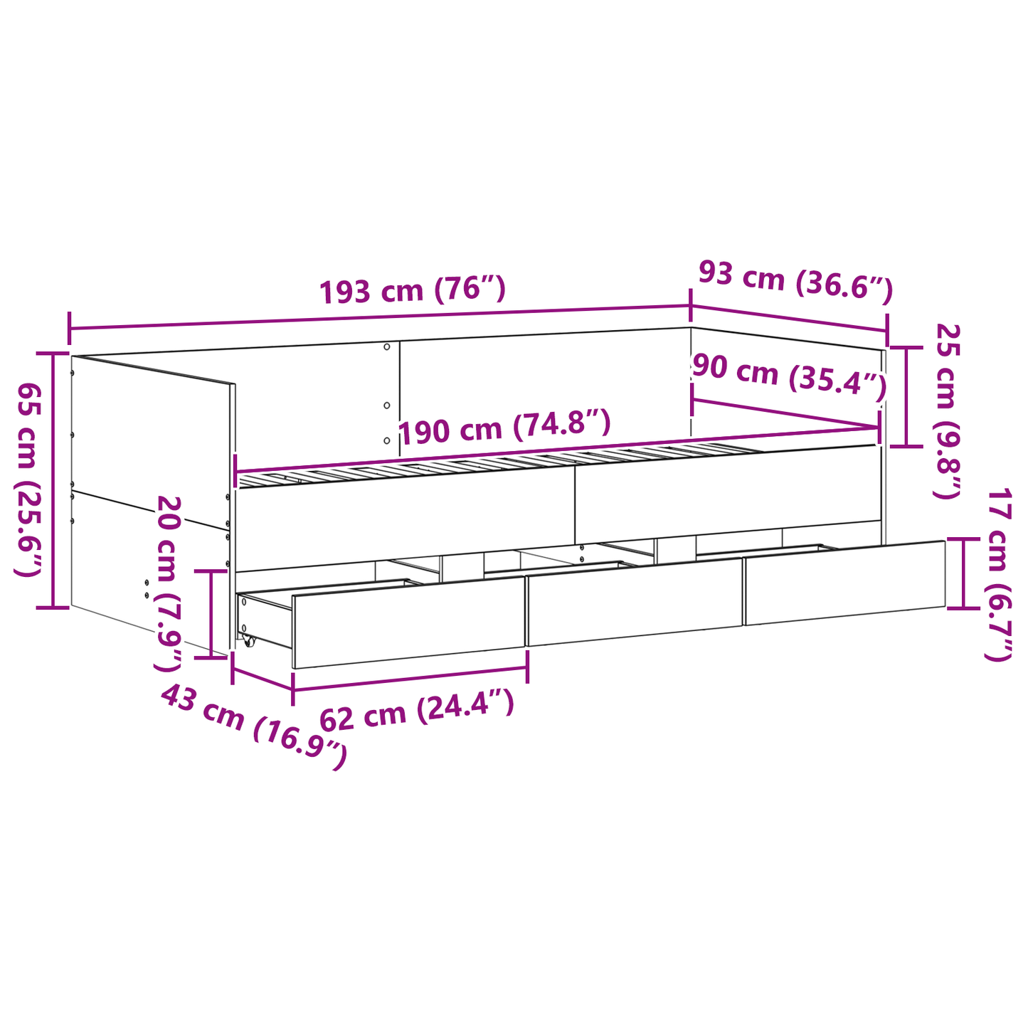 Dagseng Gammelt Træ Konstrueret Træ 90 X 190 Cm Stærk Dagseng - billede 13