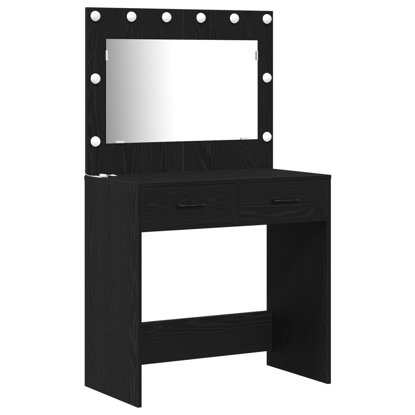 2 Delers Makeupbord Sæt Med Led Sort Konstrueret Træ