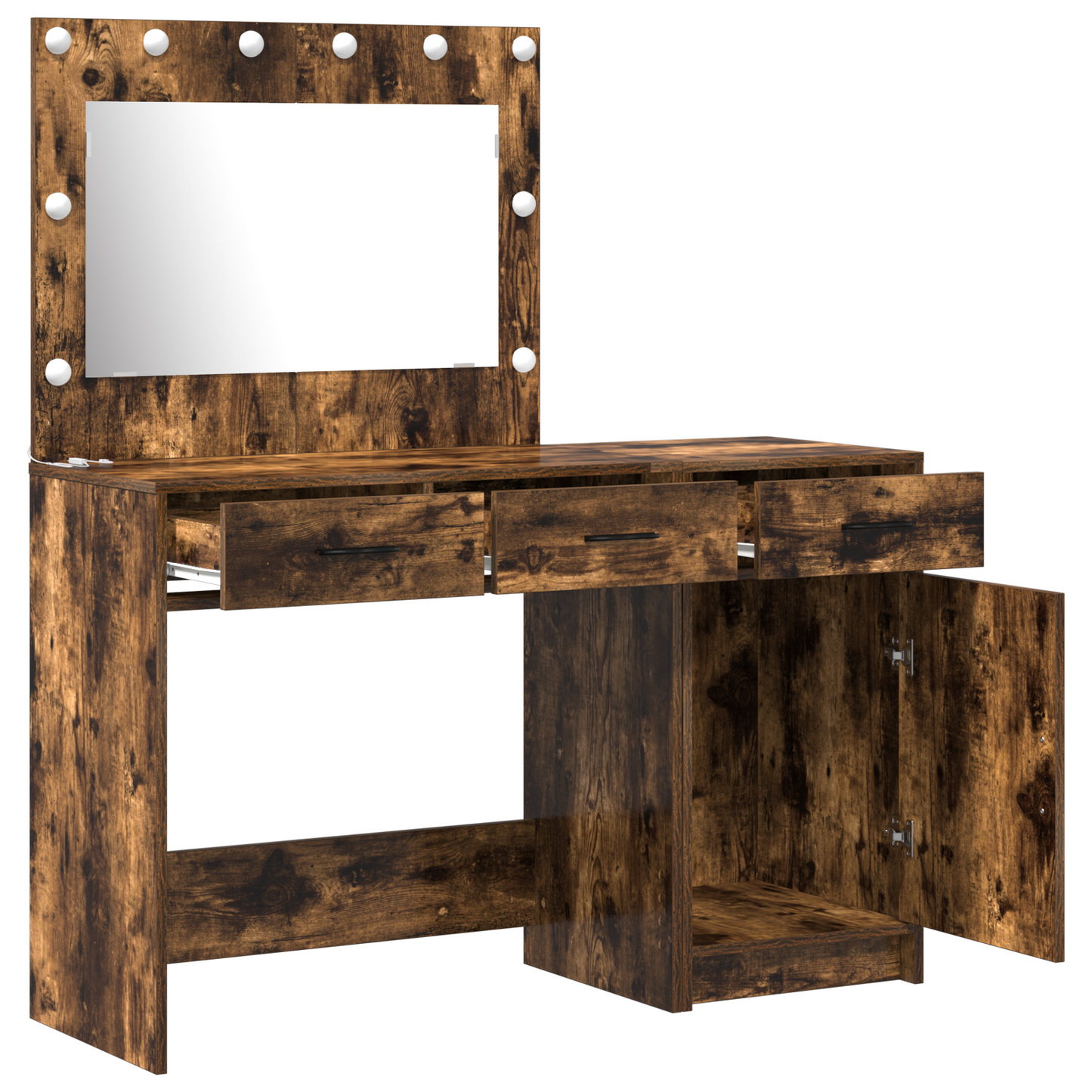 2 Delers Dressing Table Sæt Med Led Røget Eg Konstrueret Træ