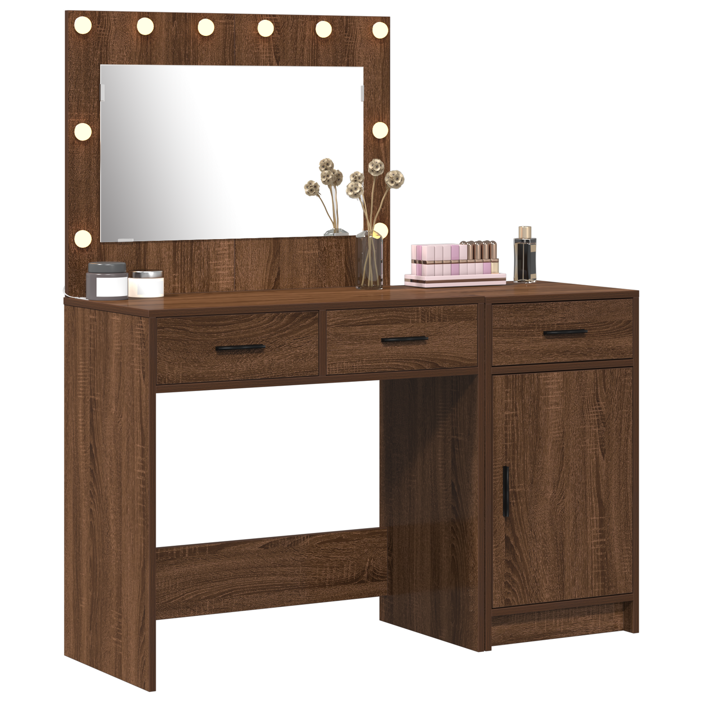 2 Deles Toiletbord Sæt Med Led Sort Eg Træ