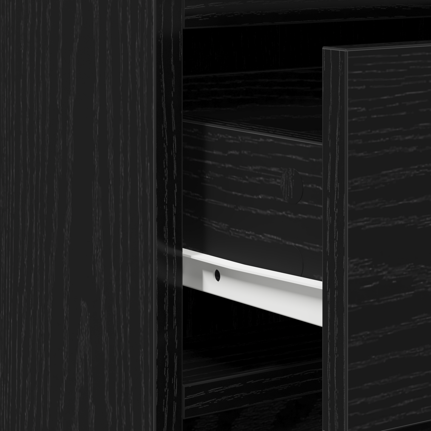 3-Delt Makebord Med Led Sort Konstrueret Træ