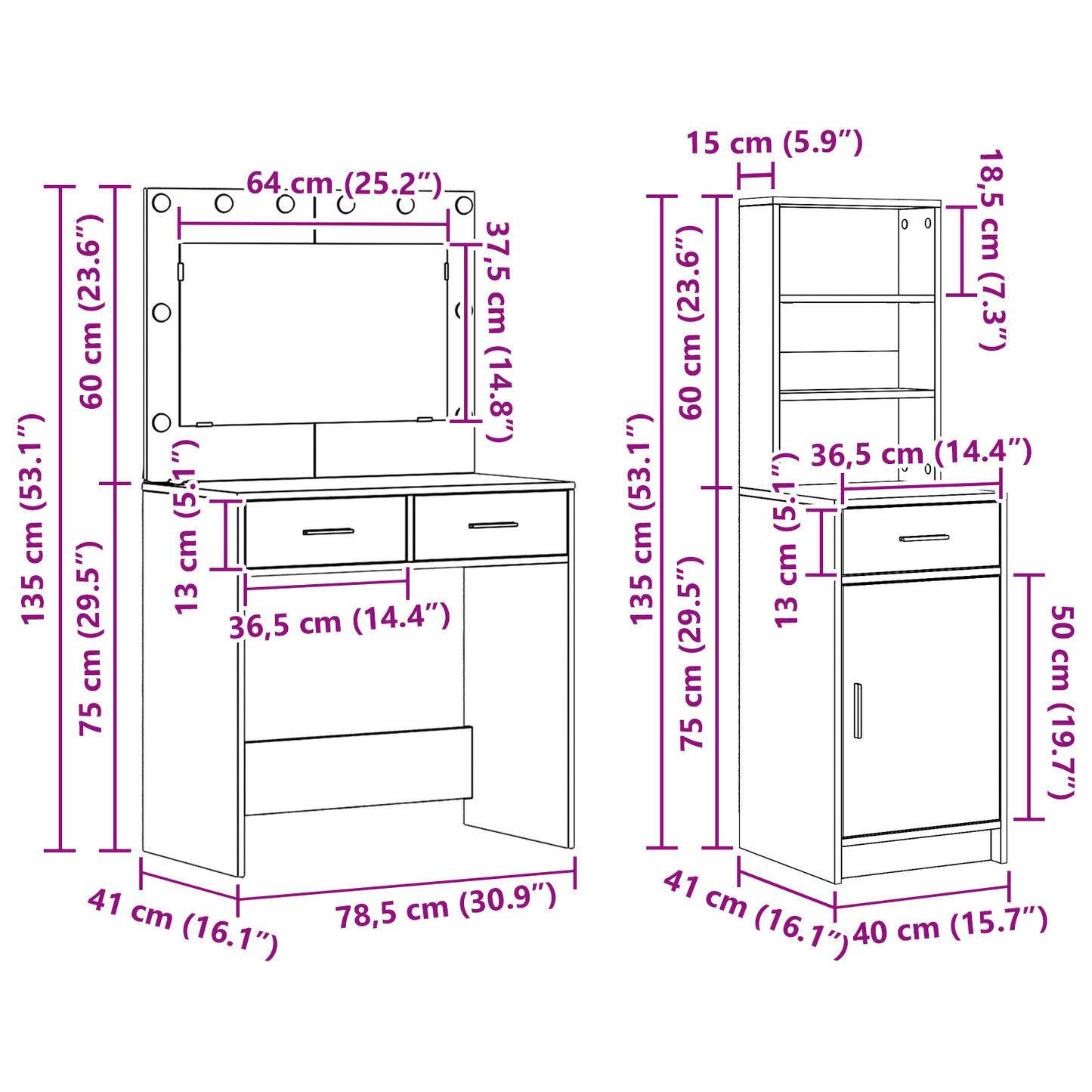 Klædeskab Med Dør 2 Dele Sort 78.5 X 41 X 135 Cm Konstrueret Træ