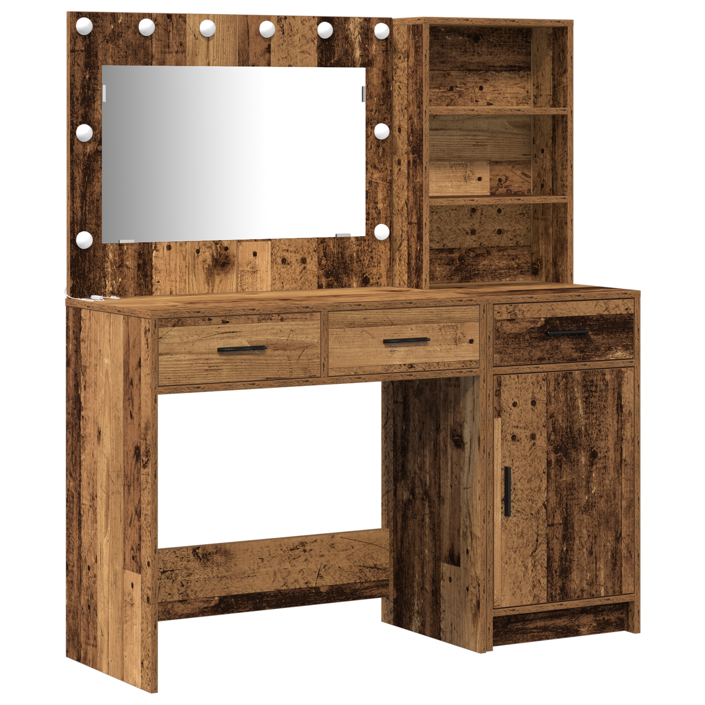 2-Delt Makeupbord Sæt Med Led I Gammelt Træ