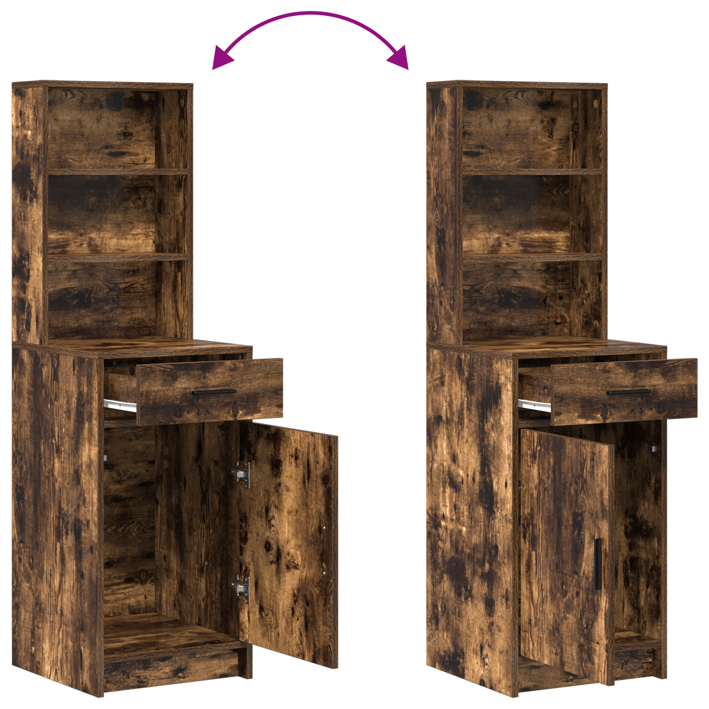 3 Piece Dressing Table Set Røget Eg Konstrueret Træ