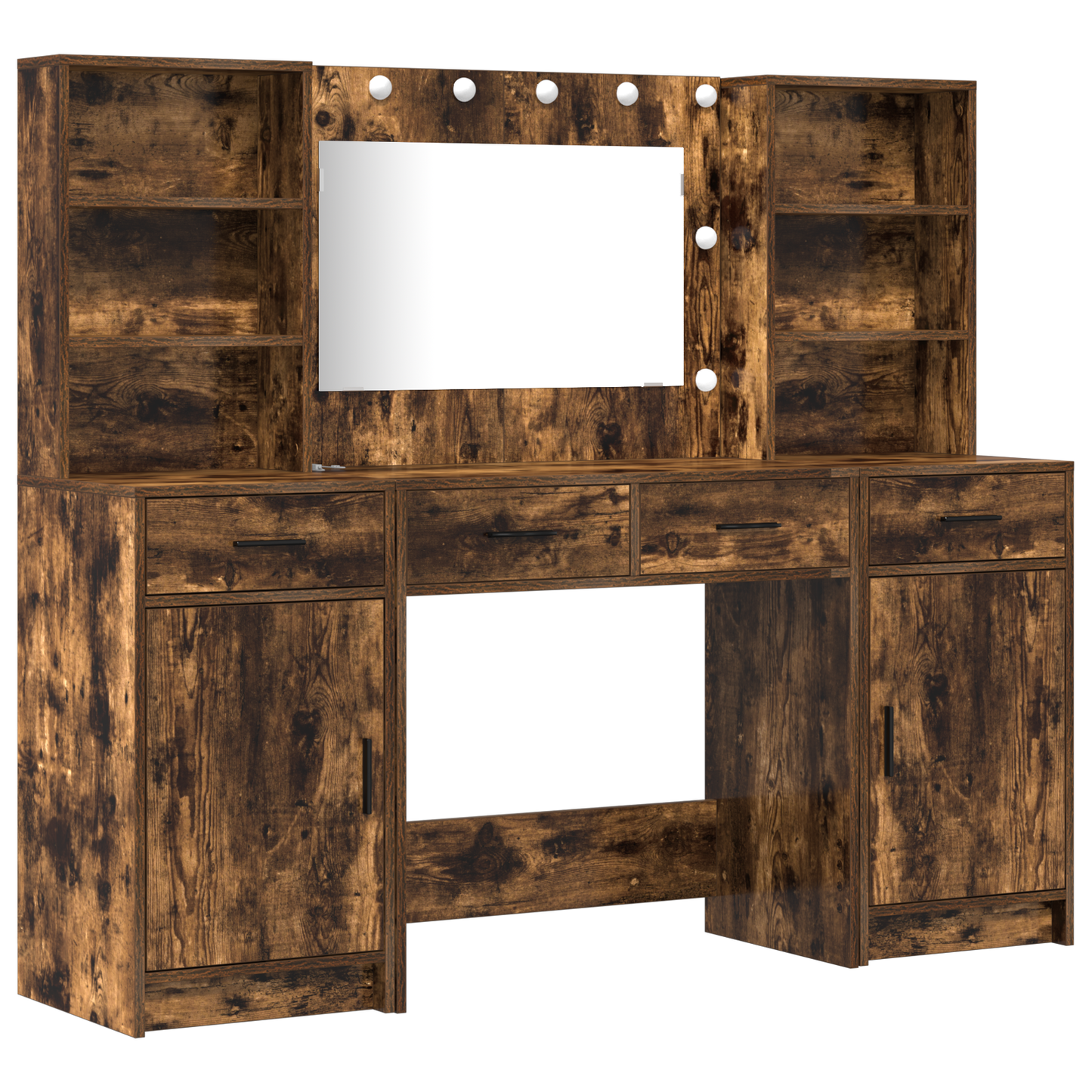 3 Piece Dressing Table Set Røget Eg Konstrueret Træ