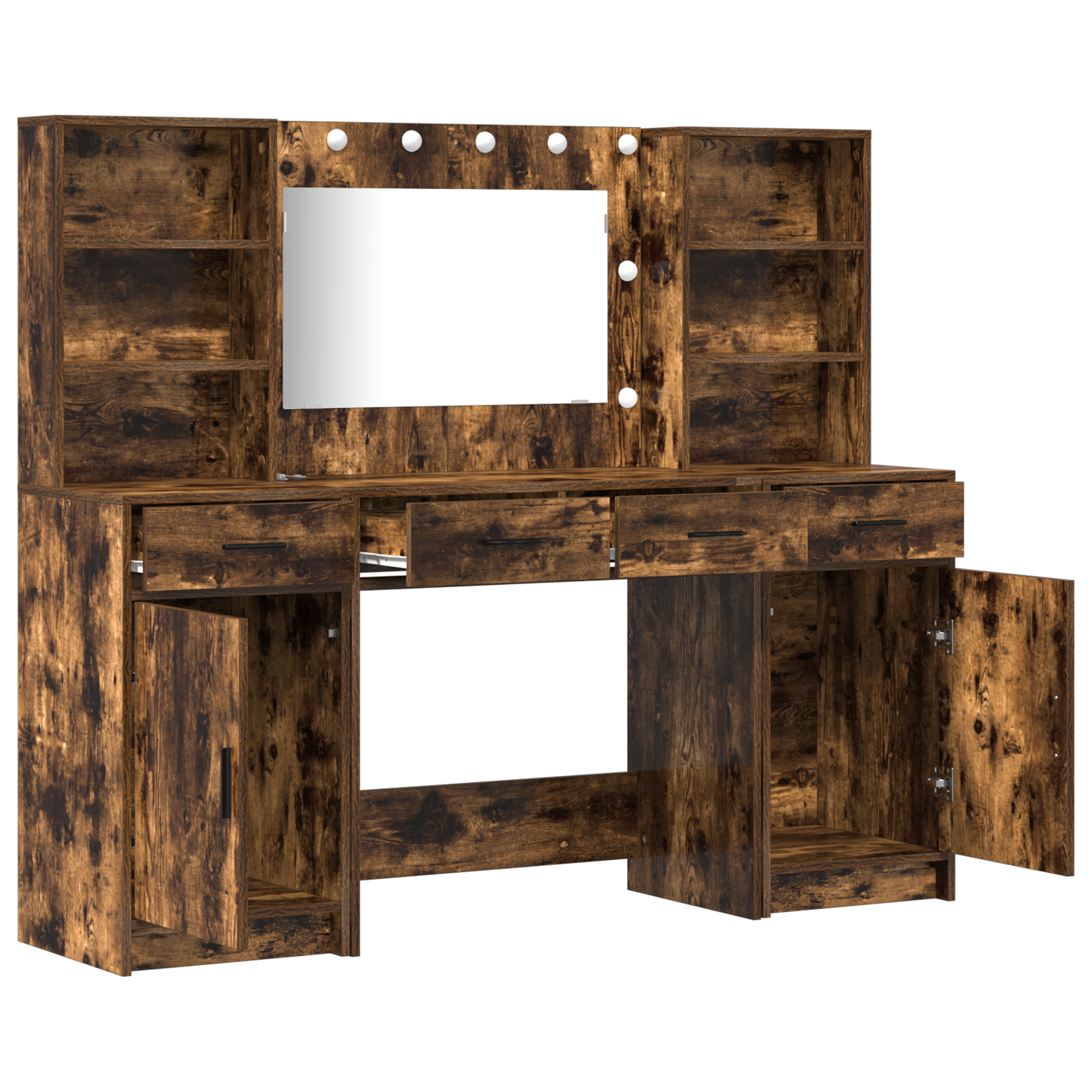 3 Piece Dressing Table Set Røget Eg Konstrueret Træ