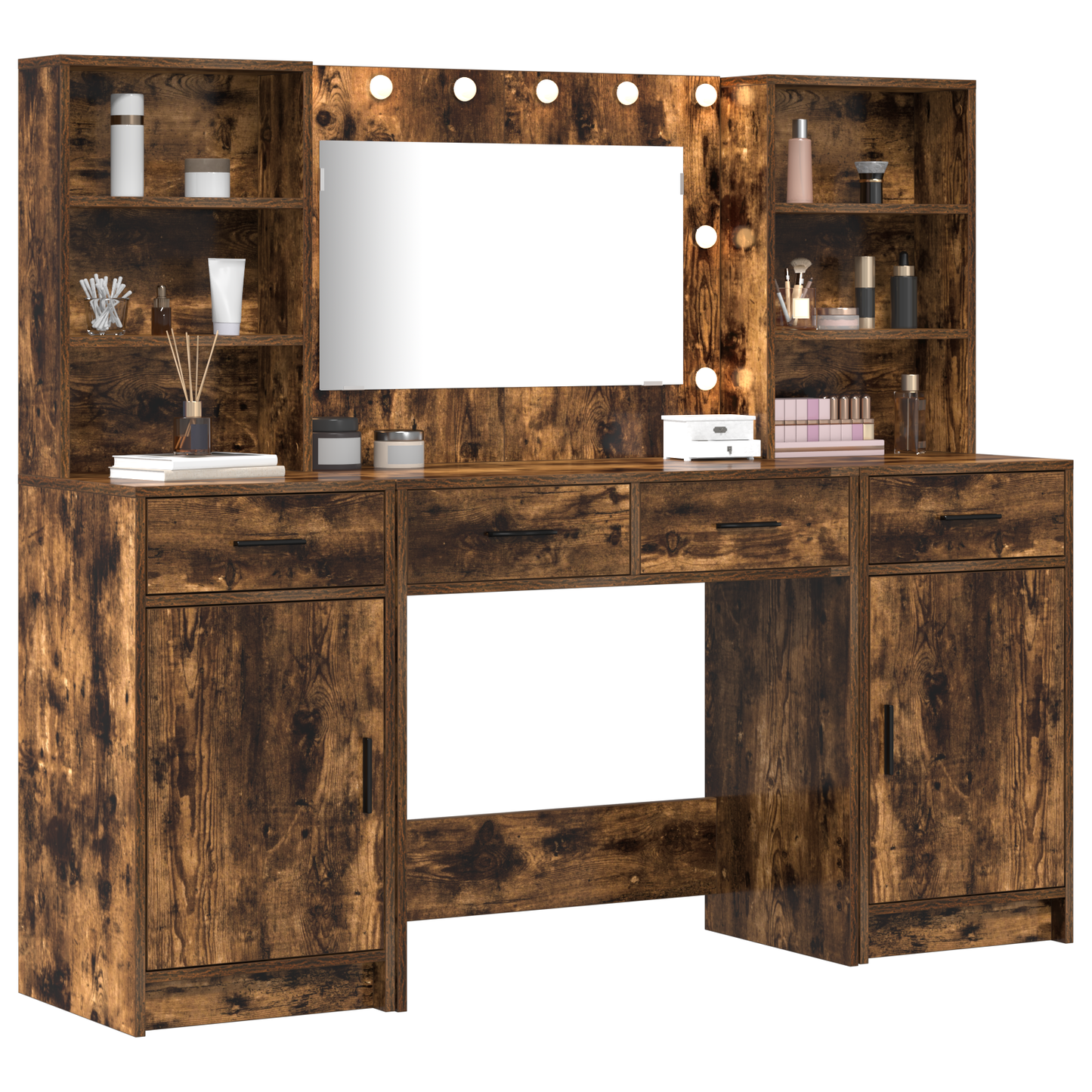 3 Piece Dressing Table Set Røget Eg Konstrueret Træ