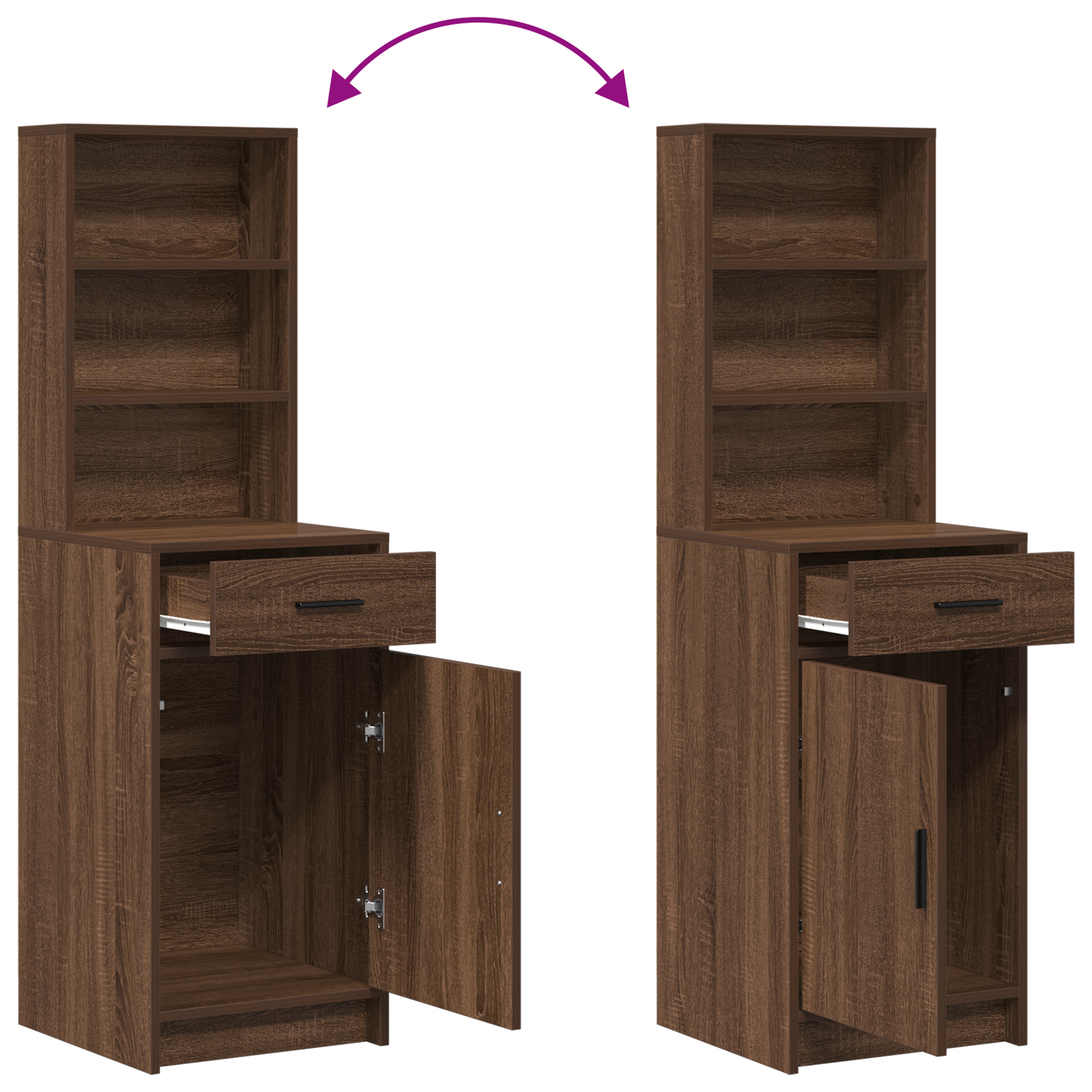 3-Delt Dressing Table Sæt Brun Eg Konstrueret Træ