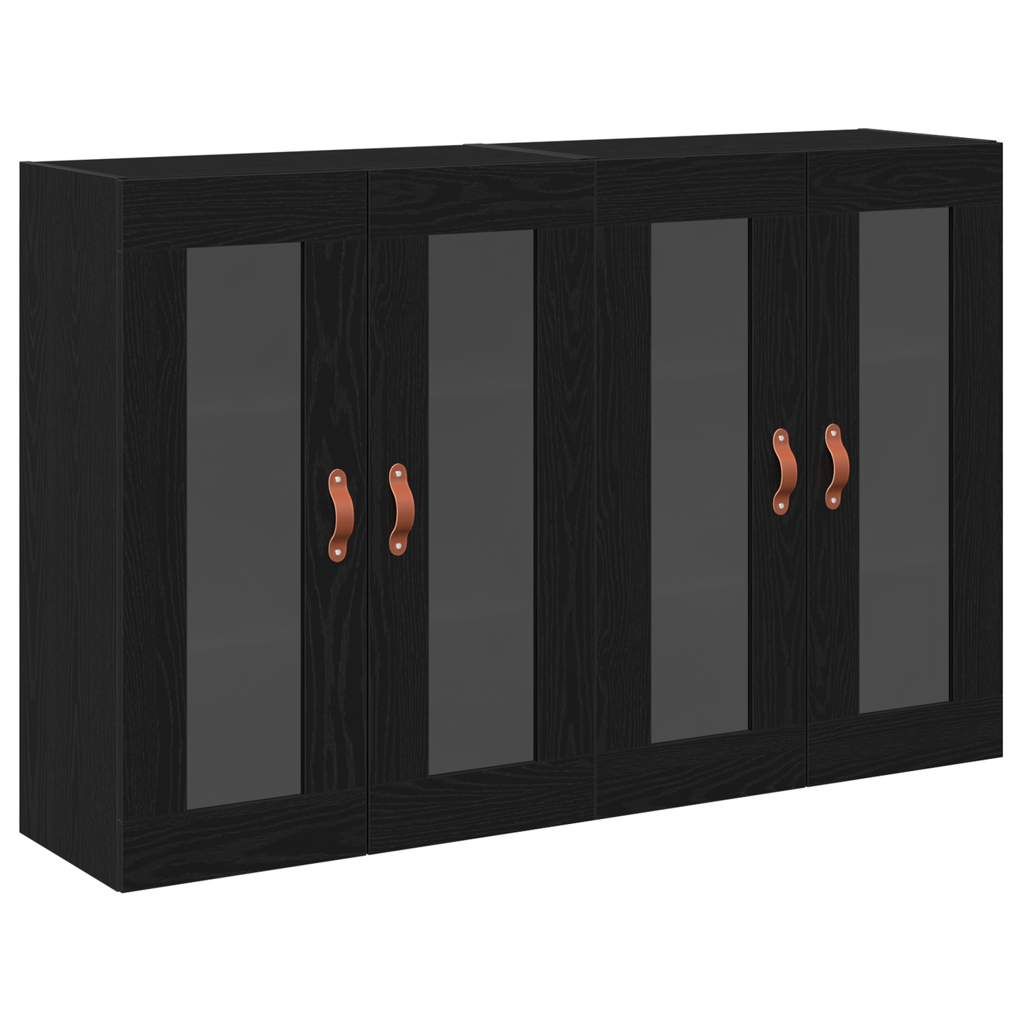Vægskab 2 Dele Sort Eg 69.5 X 34 X 90 Cm Konstrueret Træ