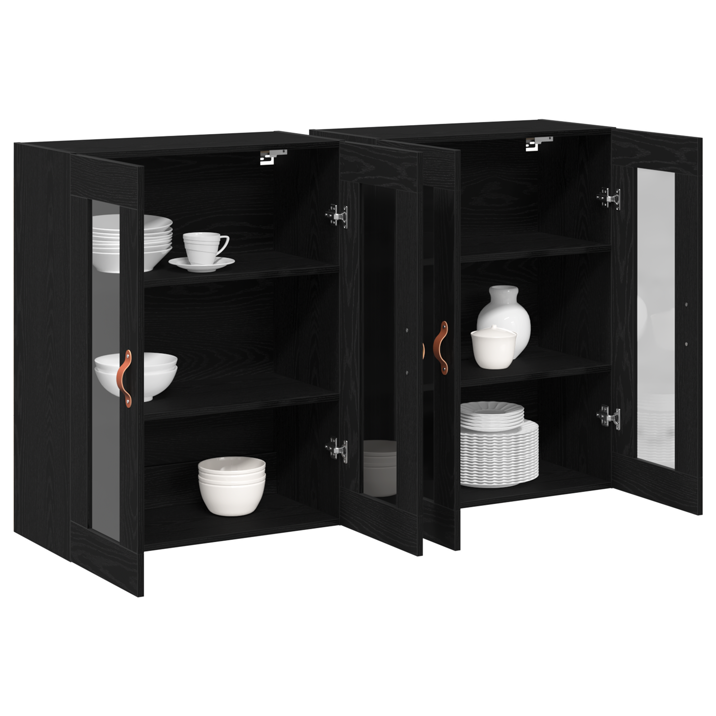 Vægskab 2 Dele Sort Eg 69.5 X 34 X 90 Cm Konstrueret Træ
