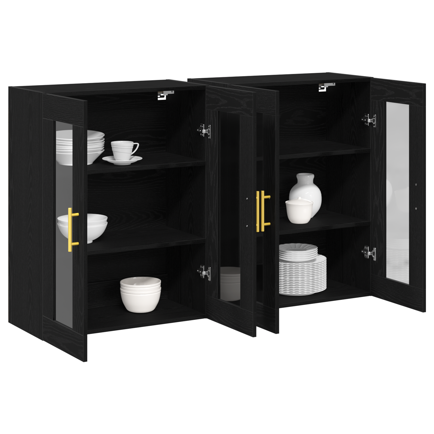 Vægskab 2 Dele Sort Eg 69.5 X 34 X 90 Cm Konstrueret Træ