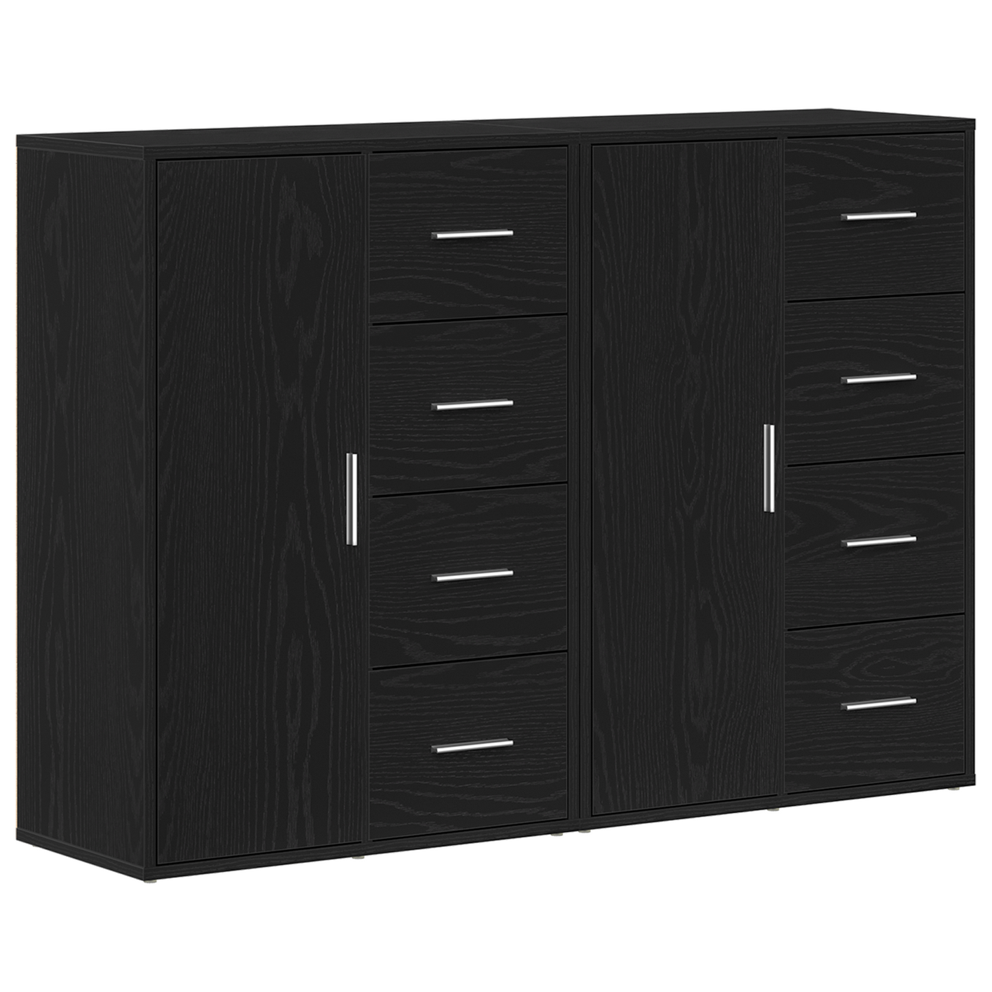 Sideboards 2 Dele Sort Eg 60 X 31 X 84 Cm Konstrueret Træ
