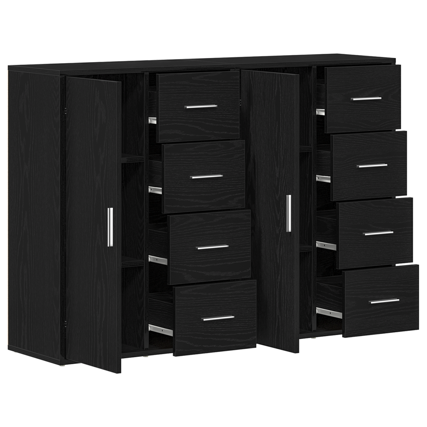 Sideboards 2 Dele Sort Eg 60 X 31 X 84 Cm Konstrueret Træ