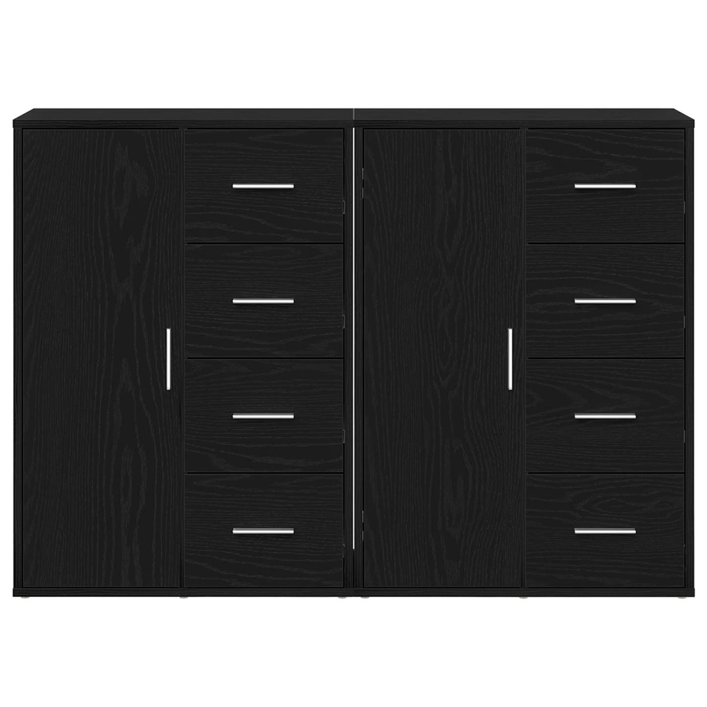 Sideboards 2 Dele Sort Eg 60 X 31 X 84 Cm Konstrueret Træ