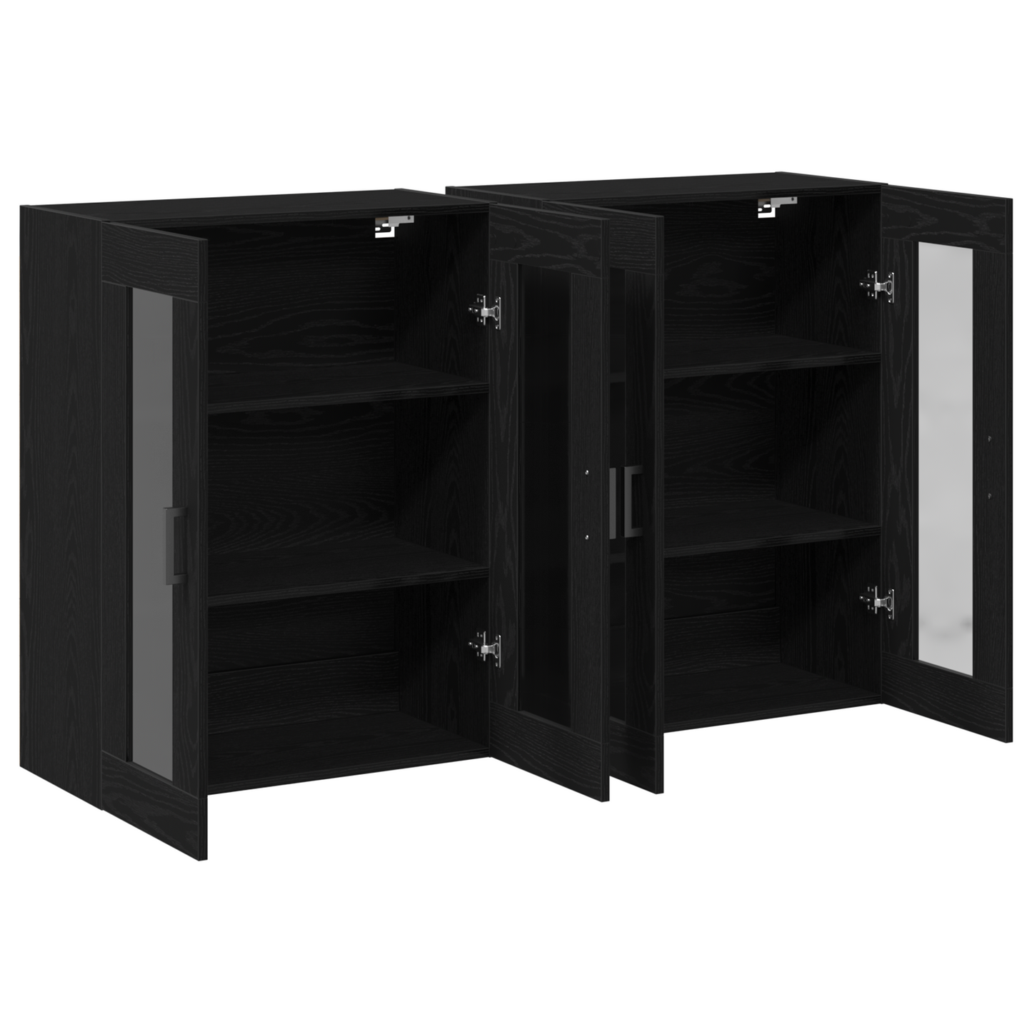 Vægskab 2 Dele Sort Eg 69.5 X 34 X 90 Cm Konstrueret Træ