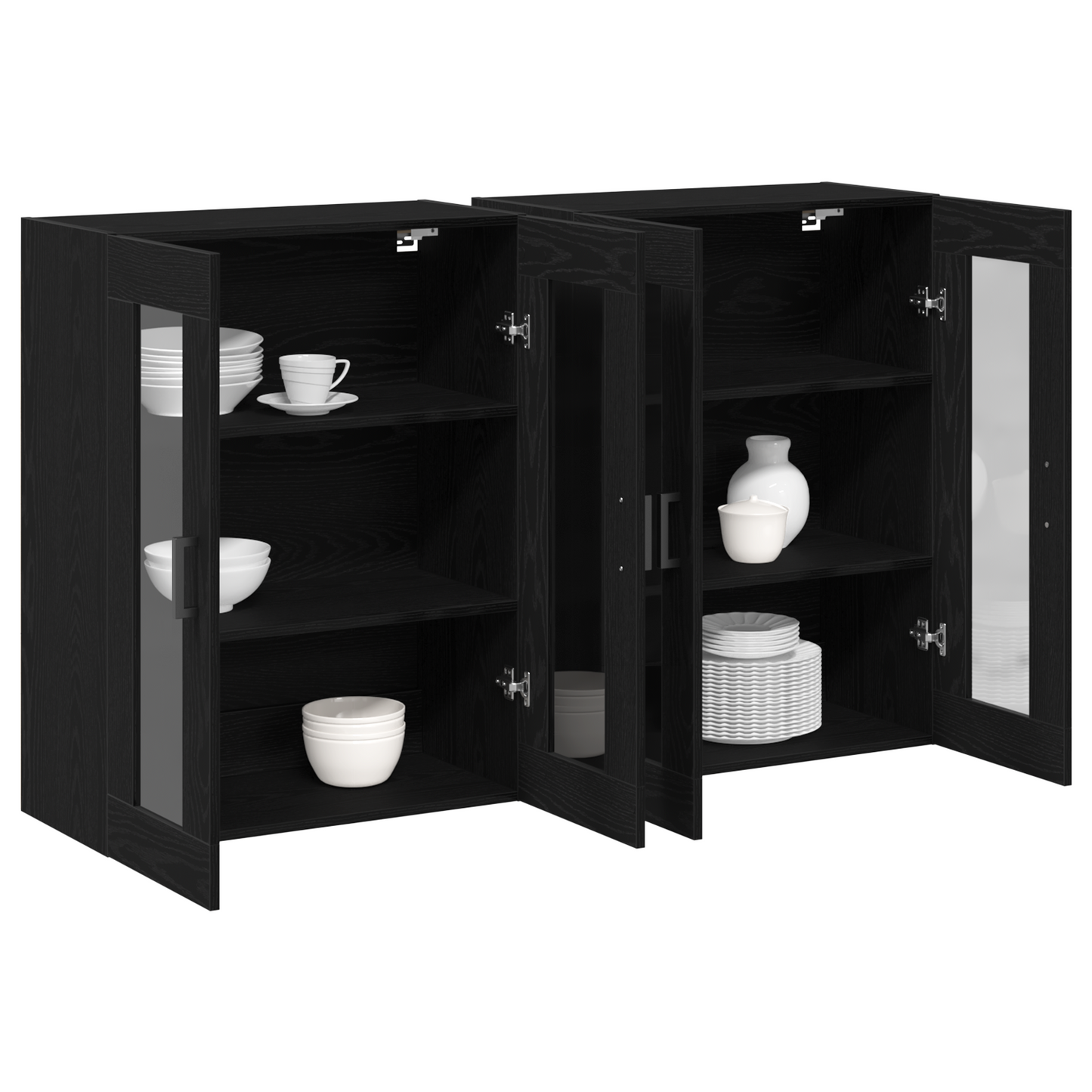 Vægskab 2 Dele Sort Eg 69.5 X 34 X 90 Cm Konstrueret Træ
