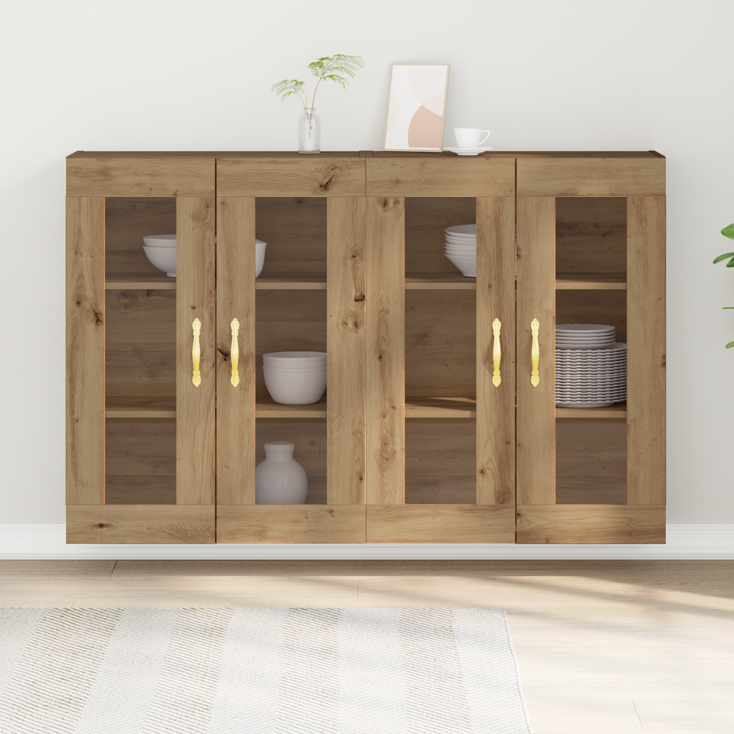 Vægmonterede Skabe 2 Stk Artisan Eg 69,5X34X90 Cm Konstrueret Træ