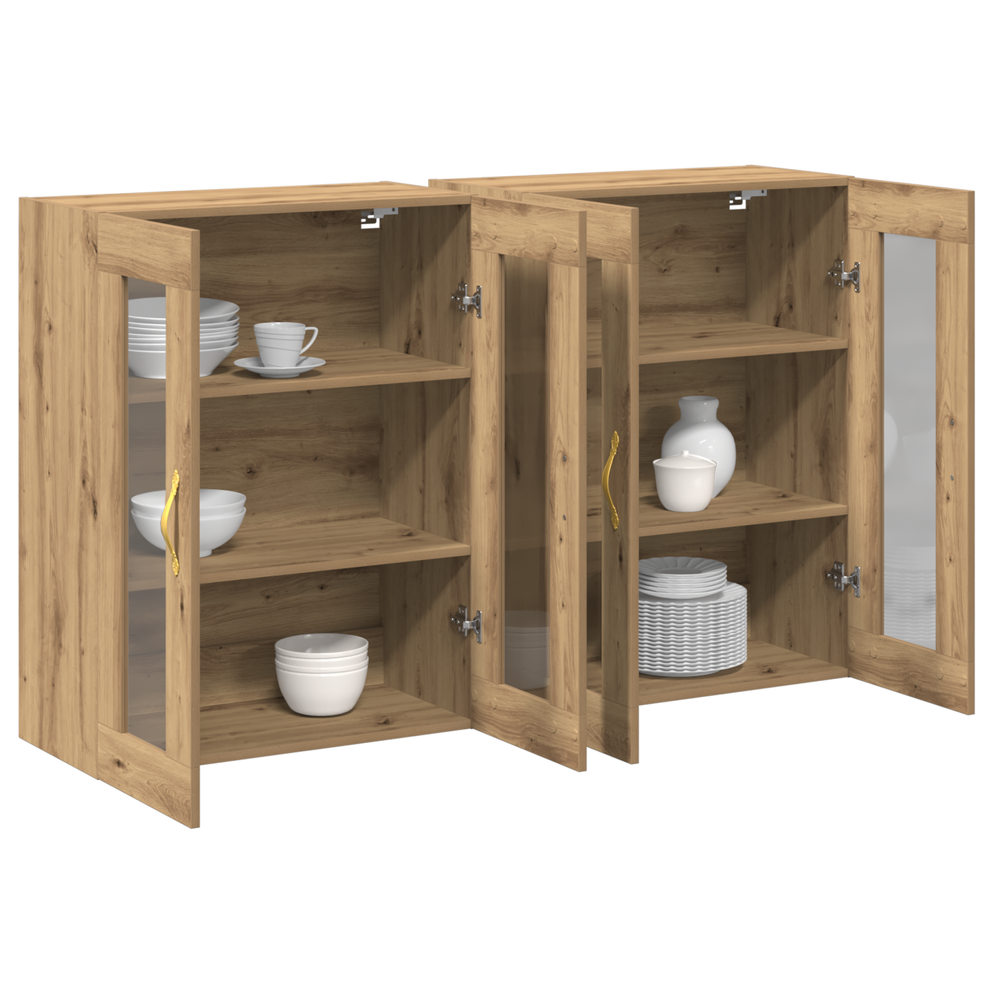 Vægmonterede Skabe 2 Stk Artisan Eg 69,5X34X90 Cm Konstrueret Træ