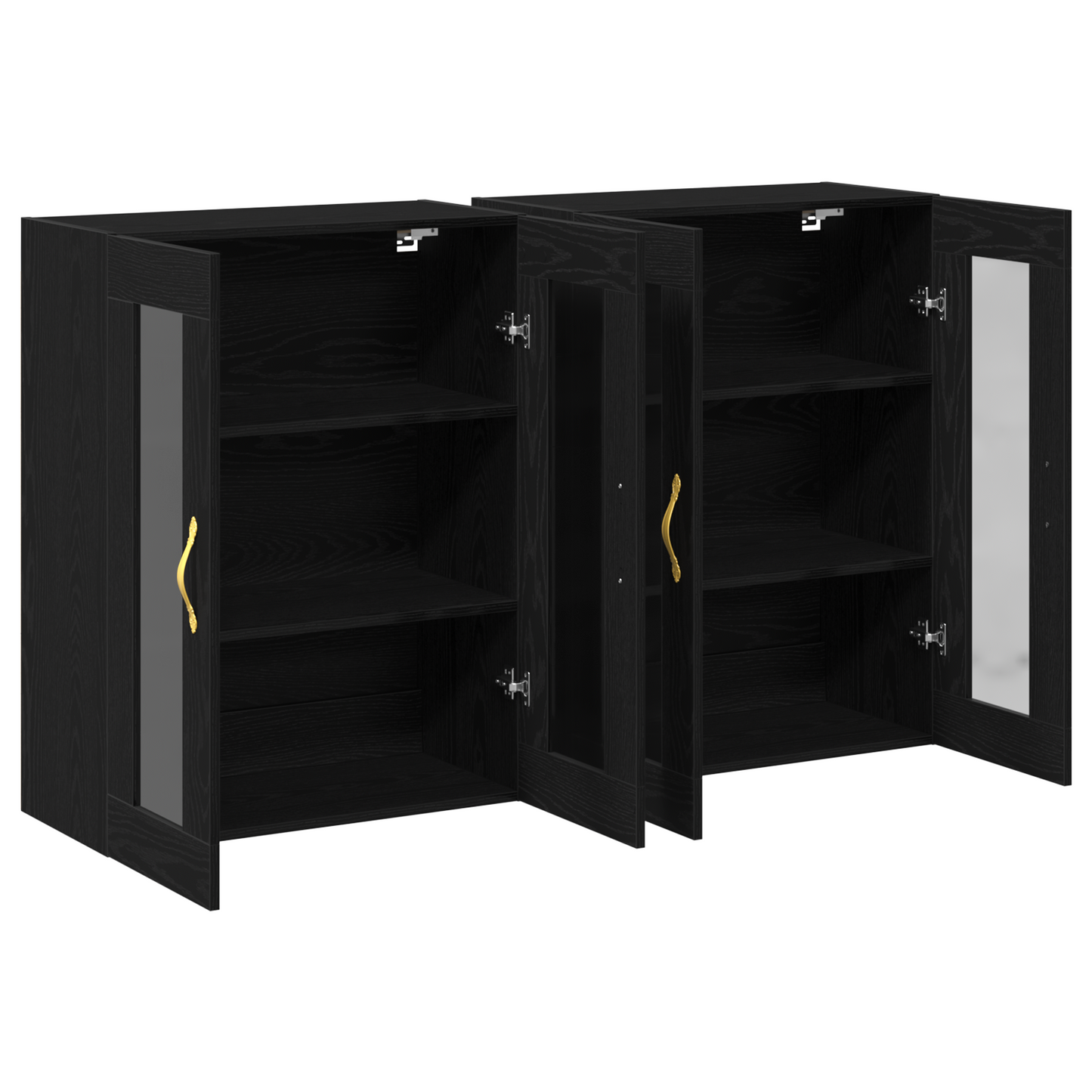 Vægskab 2 Dele Sort Eg 69.5 X 34 X 90 Cm Konstrueret Træ