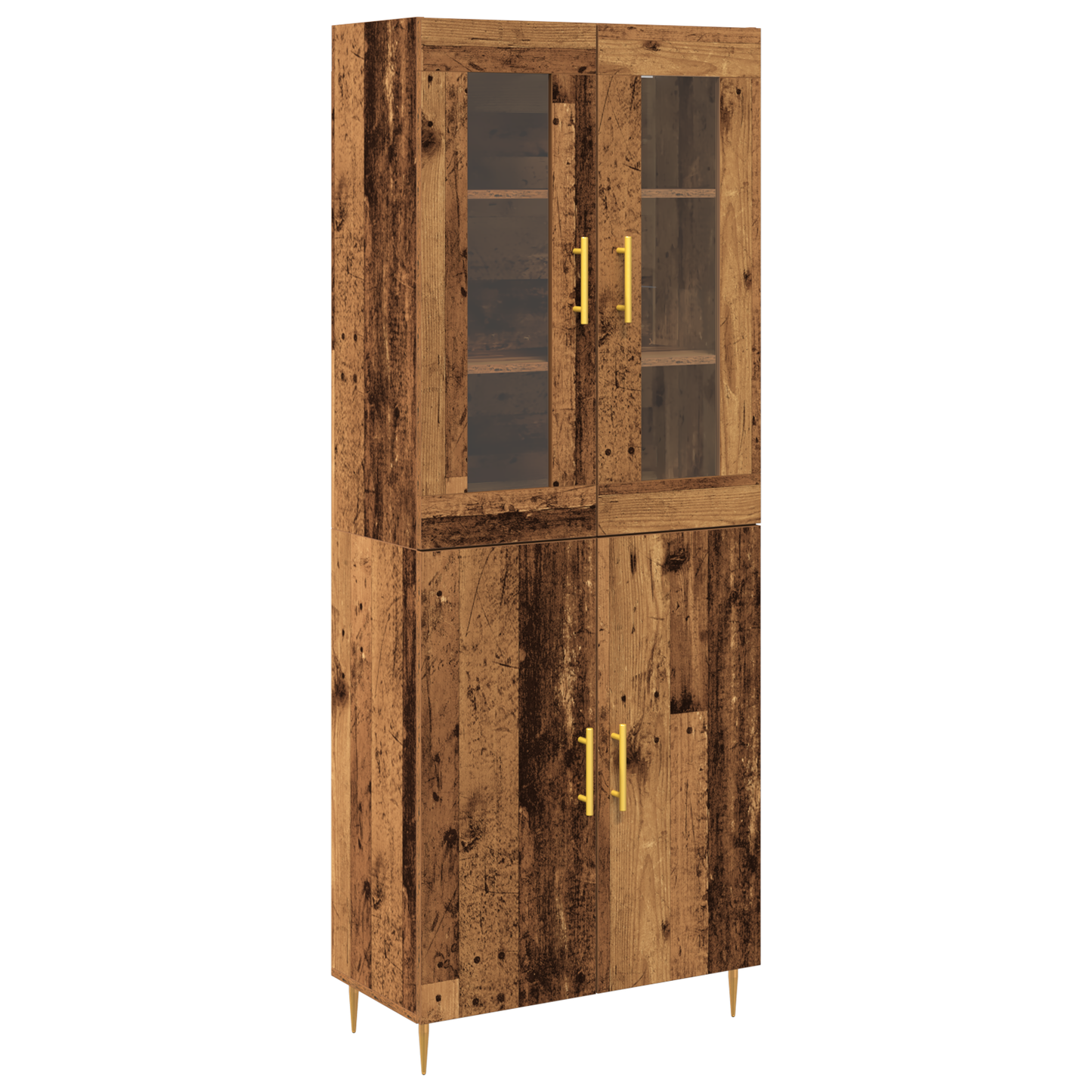 Highboard 2 Dele Gammelt Træ 69,5 X 34 X 180 Cm Konstrueret Træ