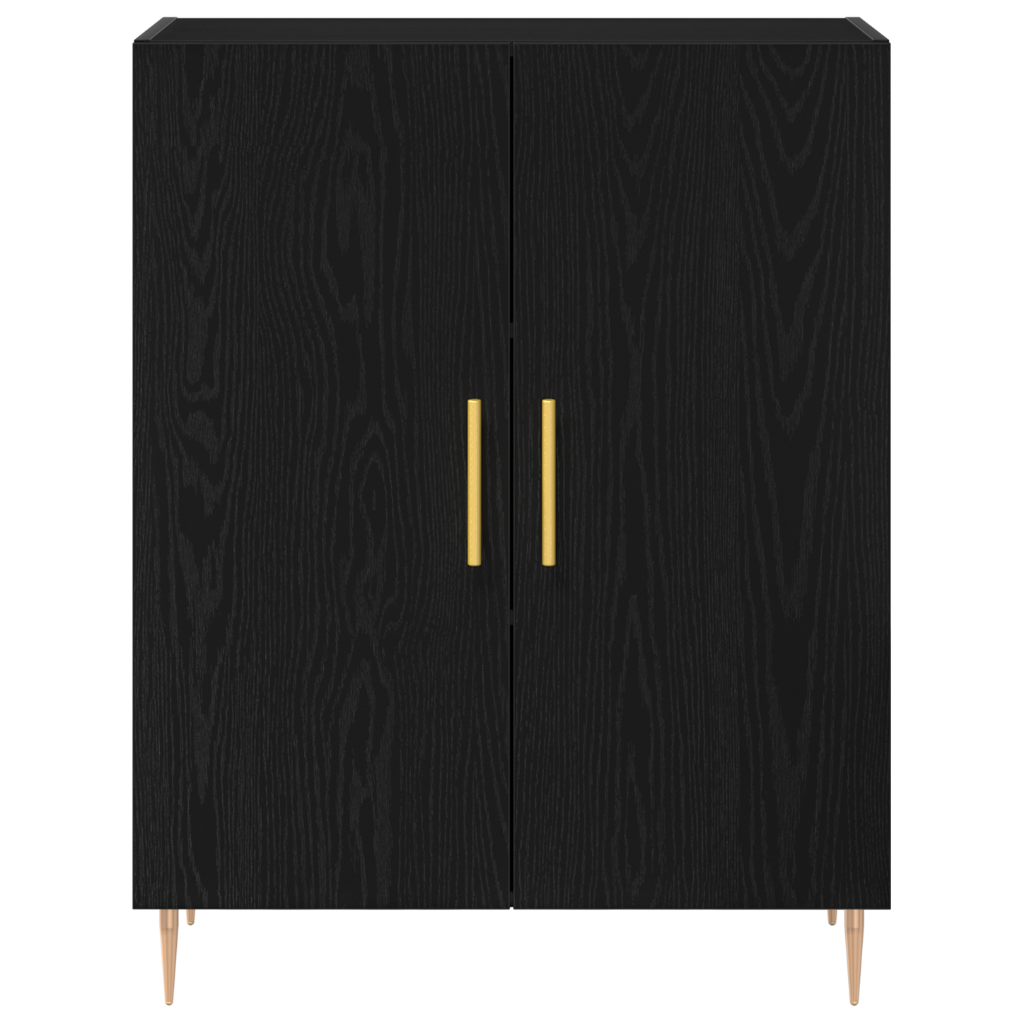 Highboard 2 Dele Sort Eg 69,5 X 34 X 180 Cm Konstrueret Træ