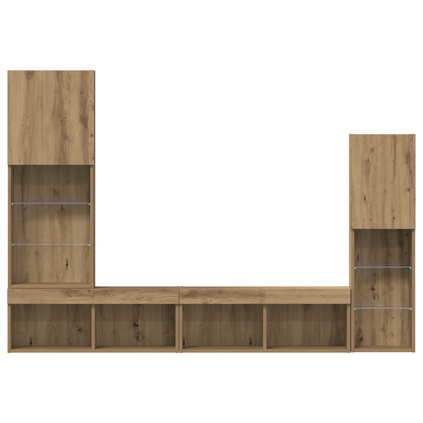 Tv Skab med Led Lys Artisan Eg 40.5x30x102 Cm&&tv Væghylder med Led Lys 2 Stk Artisan Eg 80x30x30 Cm - billede 11